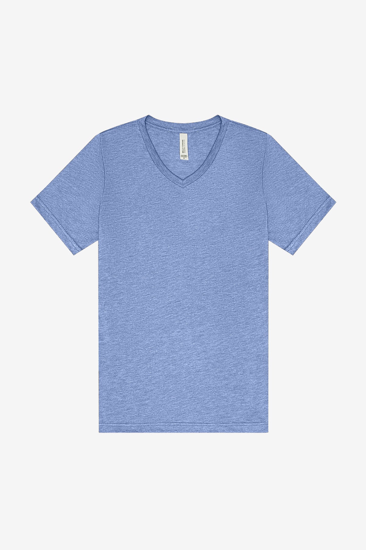 BELLA+CANVAS Unisex Triblend Short Sleeve V-Neck Tee. BC3415 - Blue Triblend - front