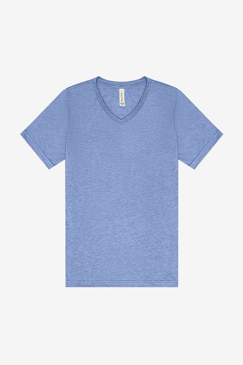 BELLA+CANVAS Unisex Triblend Short Sleeve V-Neck Tee. BC3415 - Blue Triblend - front
