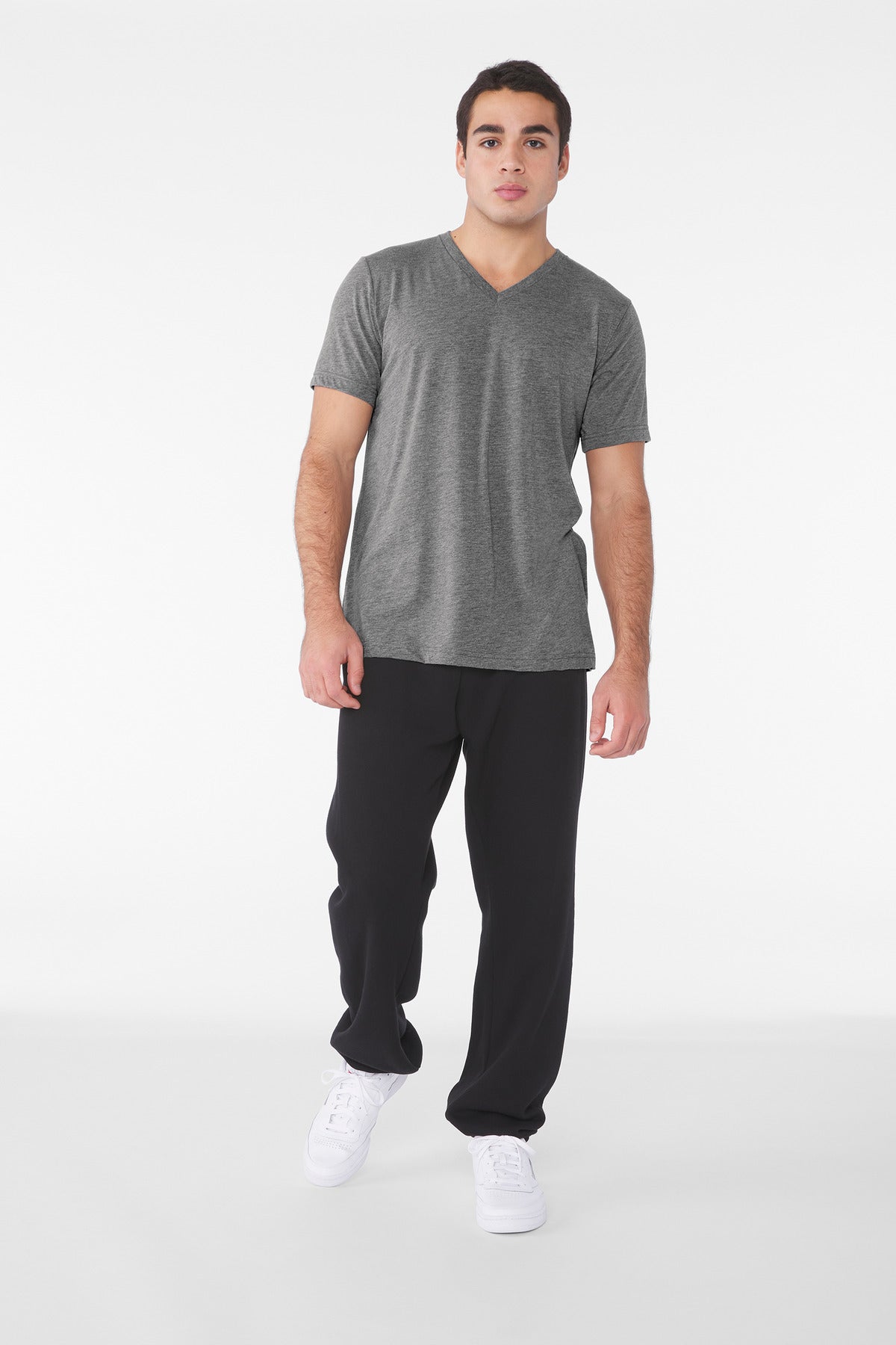 BELLA+CANVAS Unisex Triblend Short Sleeve V-Neck Tee. BC3415 - Grey Triblend - front