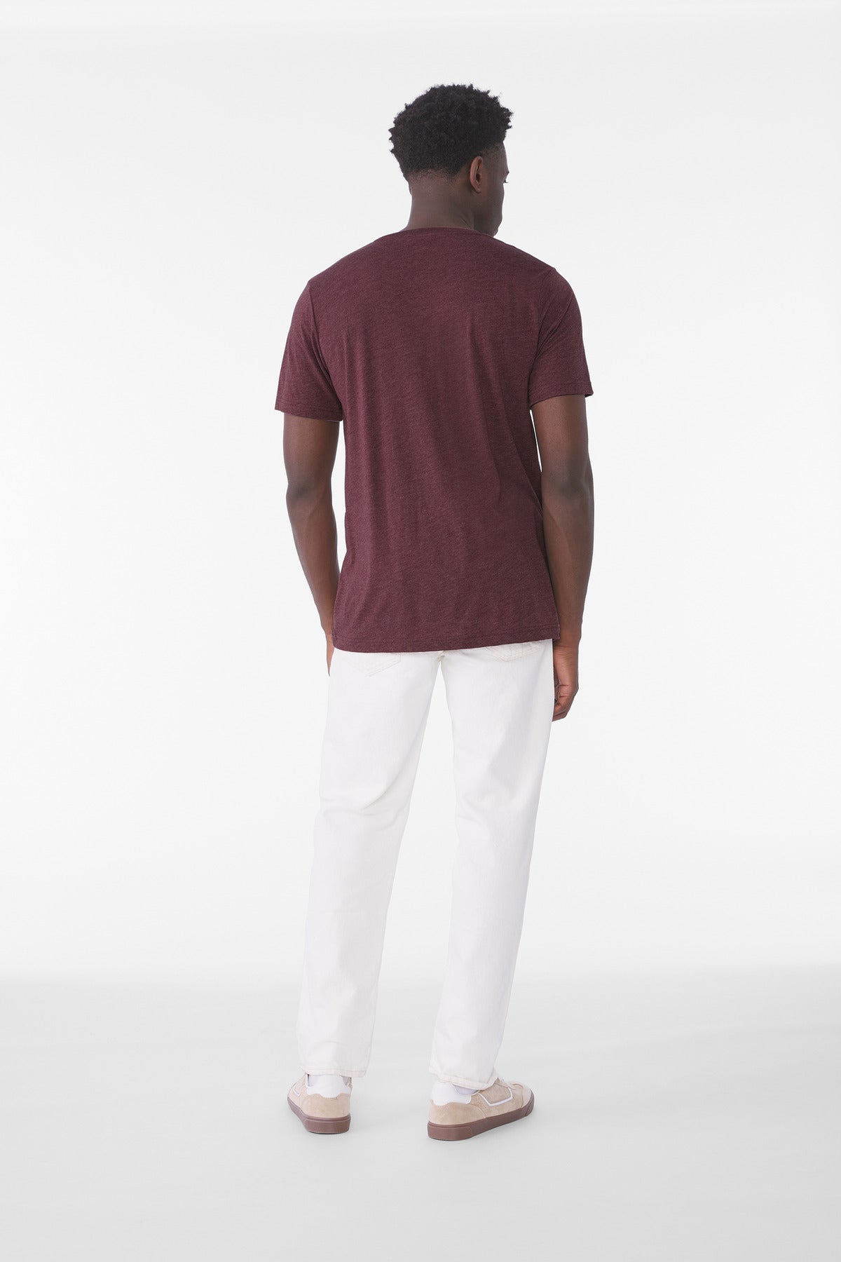 BELLA+CANVAS Unisex Triblend Short Sleeve V-Neck Tee. BC3415 - Maroon Triblend - back