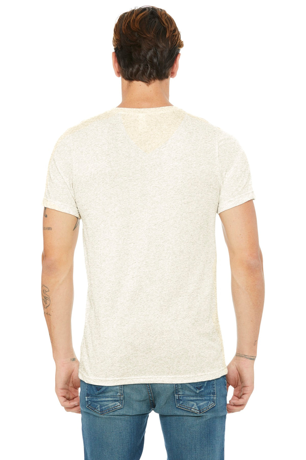 BELLA+CANVAS Unisex Triblend Short Sleeve V-Neck Tee. BC3415 - Oatmeal Triblend - back