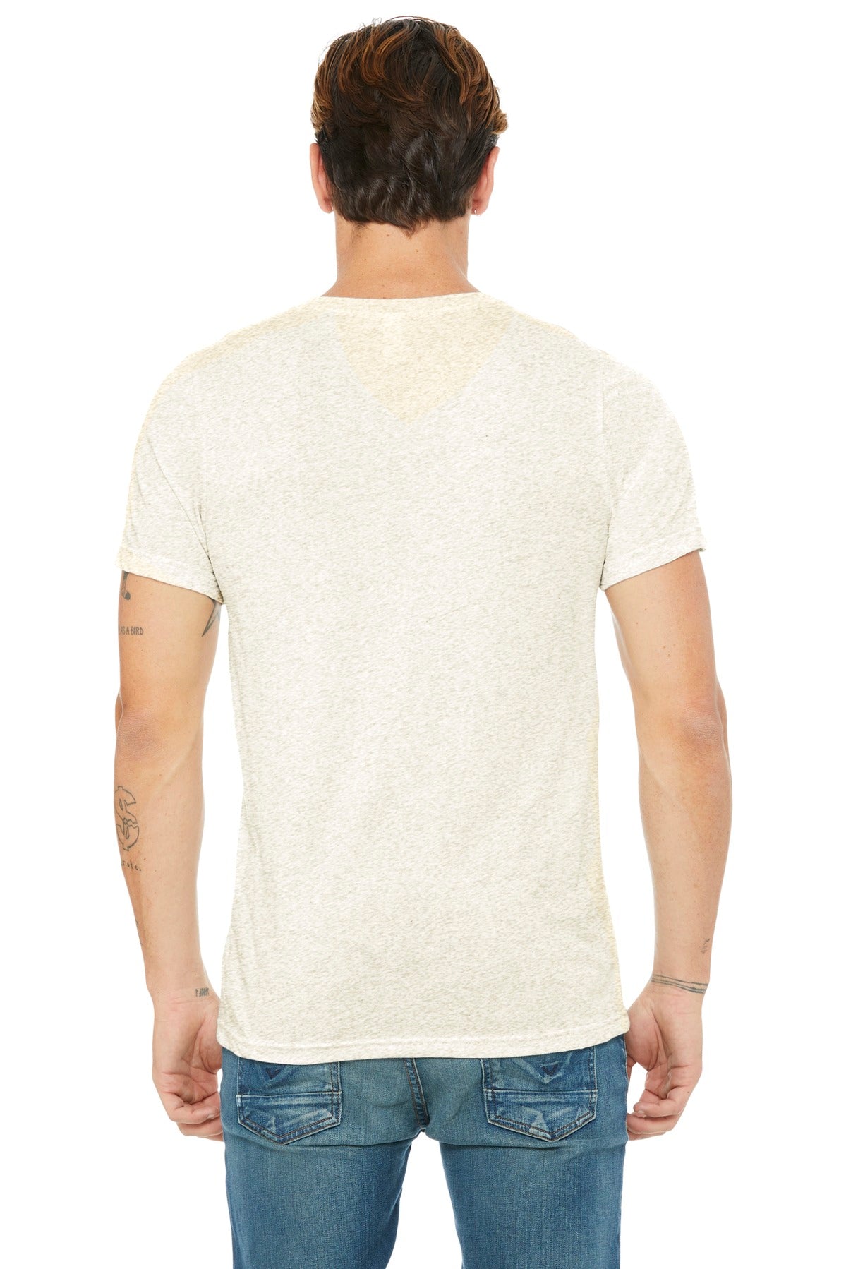 BELLA+CANVAS Unisex Triblend Short Sleeve V-Neck Tee. BC3415 - Oatmeal Triblend - back