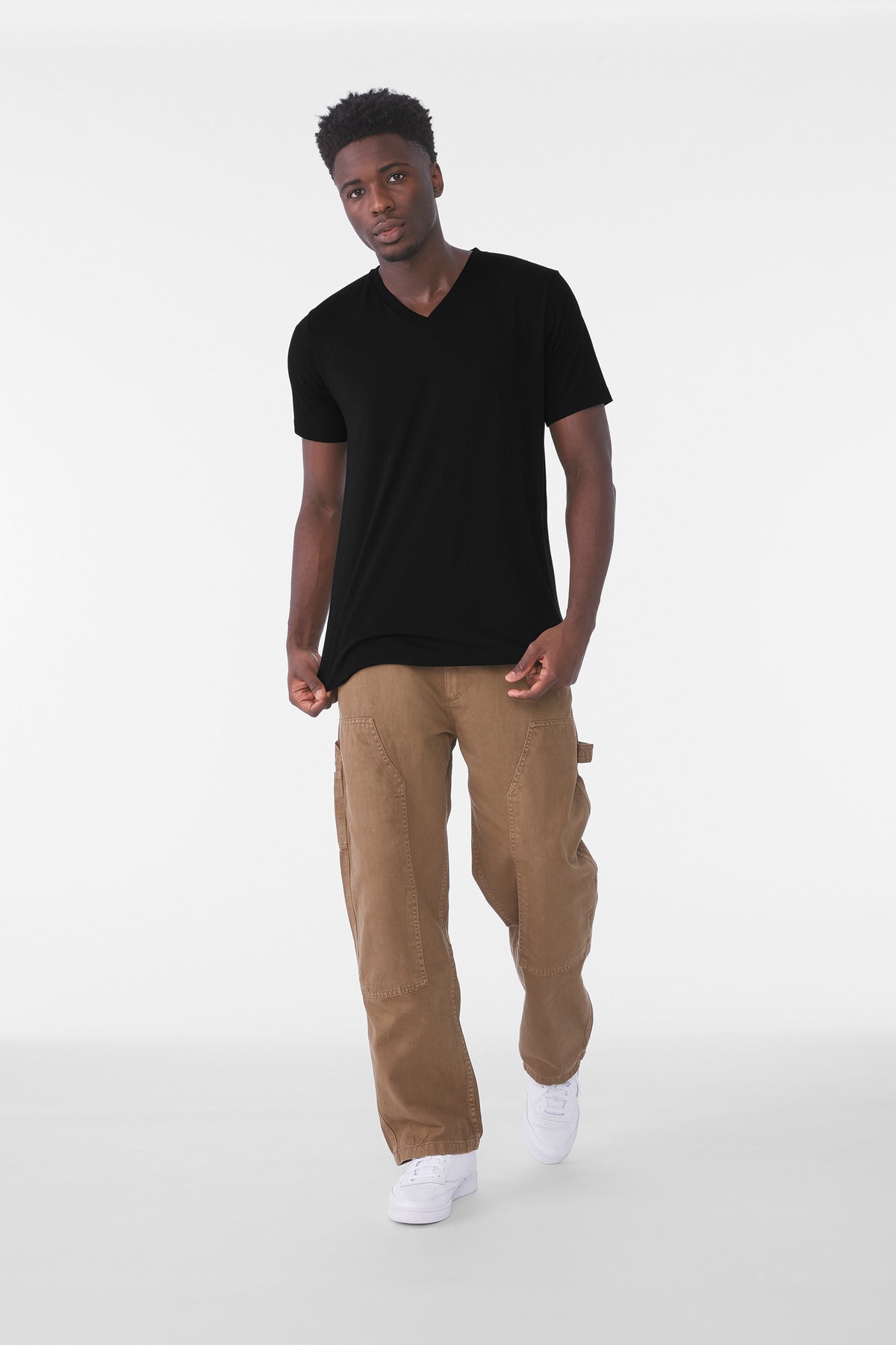 BELLA+CANVAS Unisex Triblend Short Sleeve V-Neck Tee. BC3415 - Solid Black Triblend - front