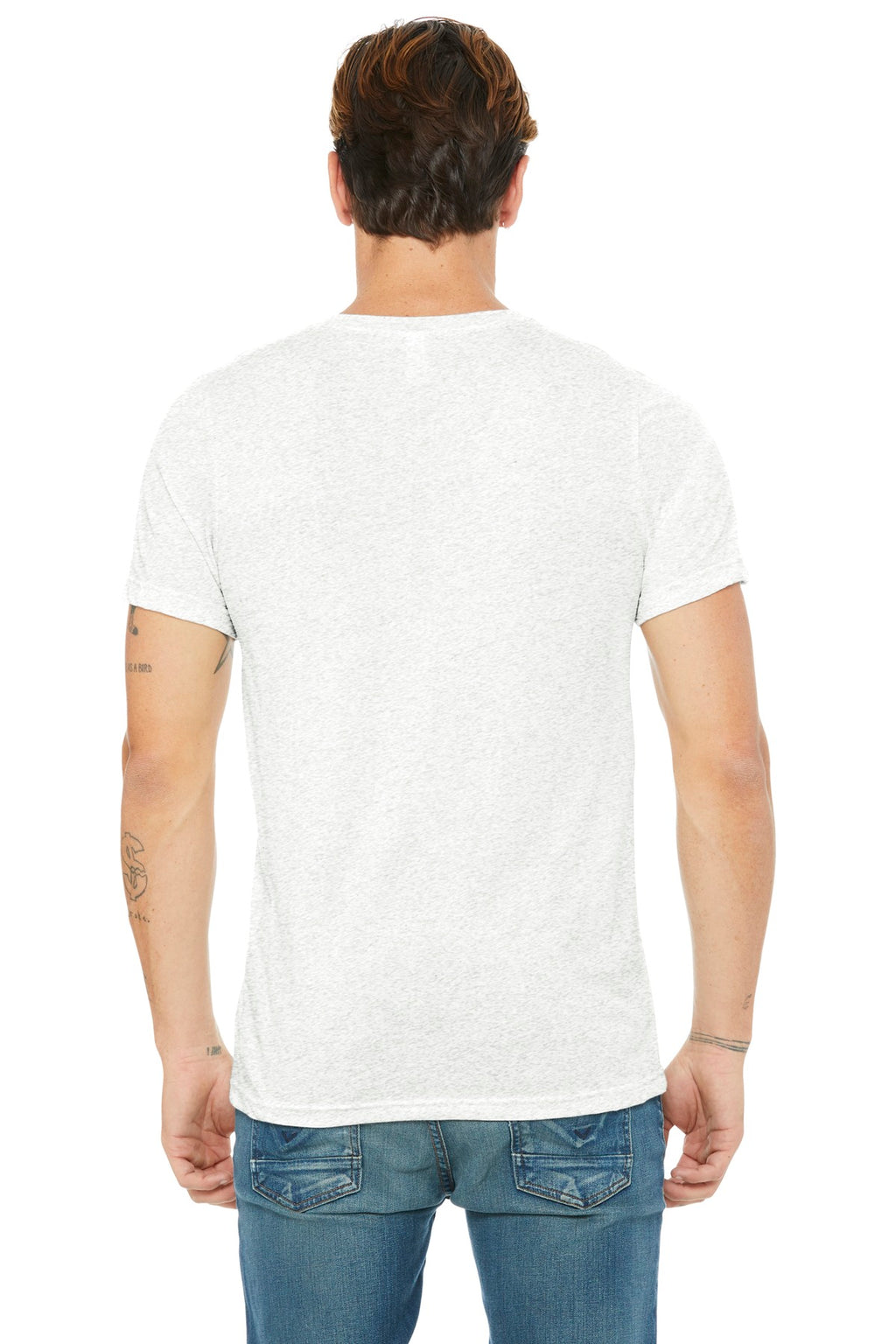 BELLA+CANVAS Unisex Triblend Short Sleeve V-Neck Tee. BC3415 - White Fleck Triblend - back