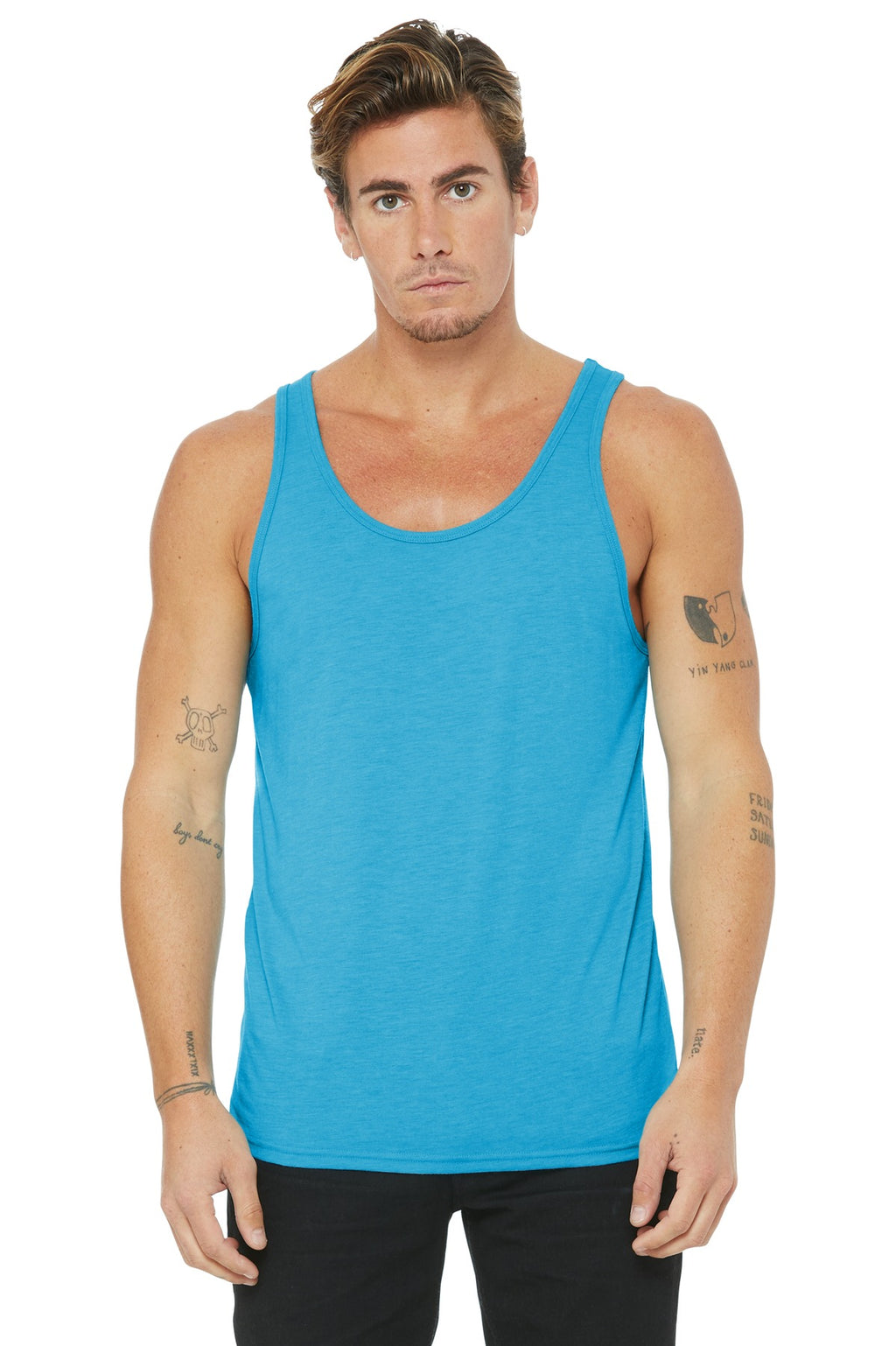 BELLA+CANVAS Unisex Jersey Tank. BC3480 - Aqua Triblend - front