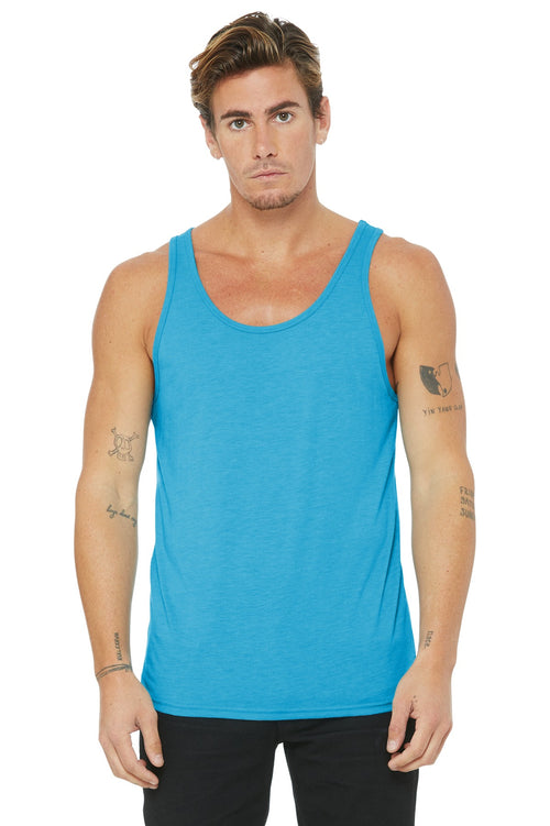 BELLA+CANVAS Unisex Jersey Tank. BC3480 - Aqua Triblend - front