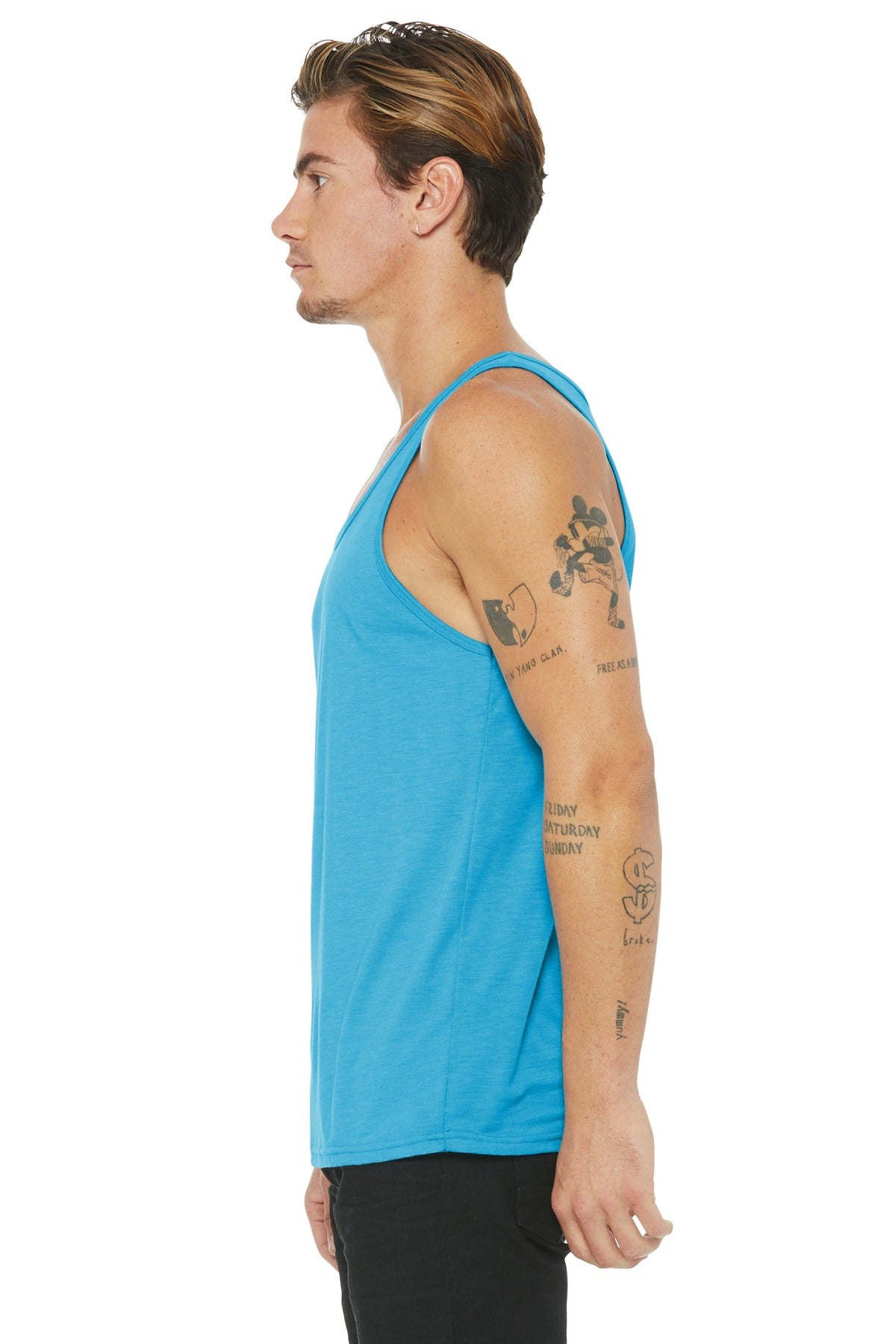 BELLA+CANVAS Unisex Jersey Tank. BC3480 - Aqua Triblend - side