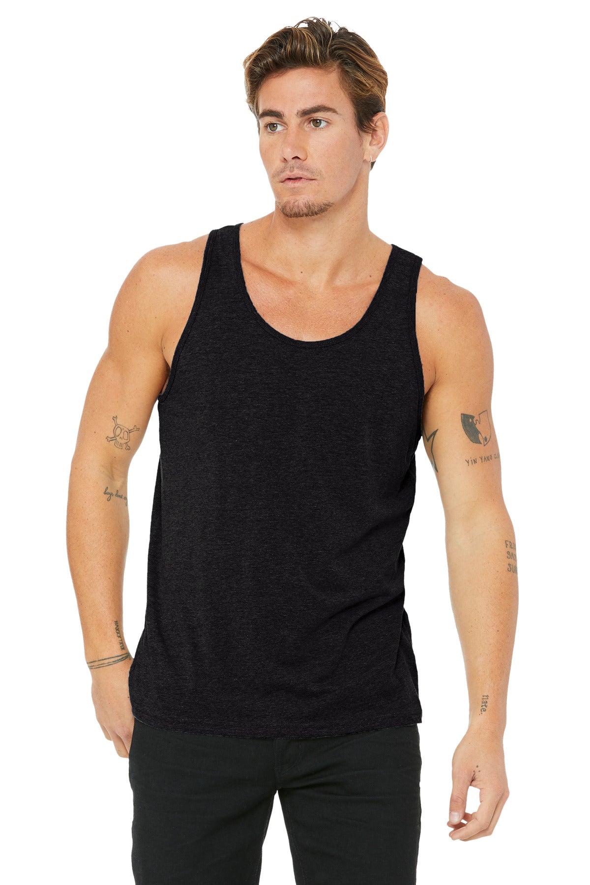 BELLA+CANVAS Unisex Jersey Tank. BC3480 - Black Heather - front