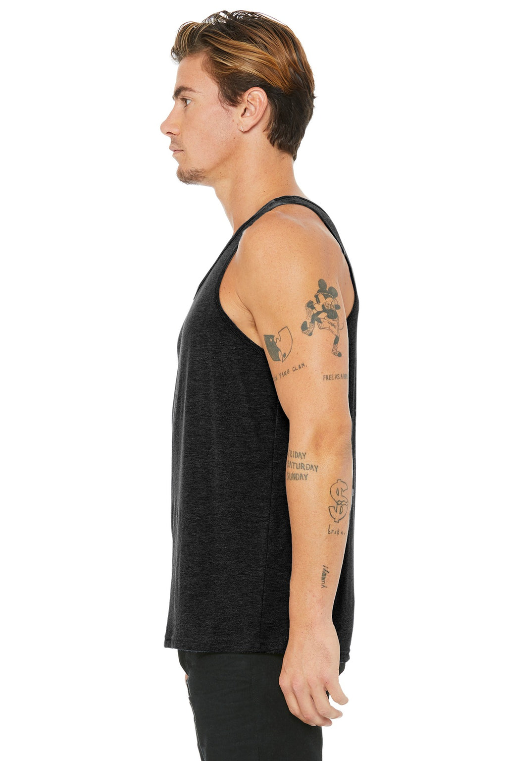 BELLA+CANVAS Unisex Jersey Tank. BC3480 - Black Heather - side
