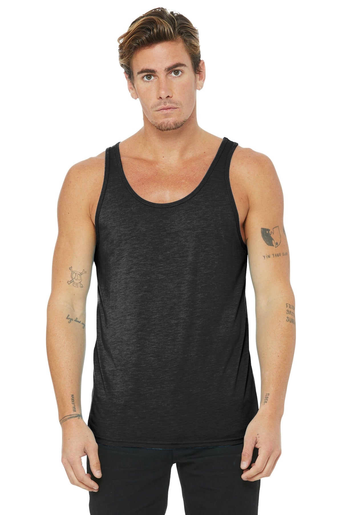BELLA+CANVAS Unisex Jersey Tank. BC3480 - Charcoal-Black Triblend - front