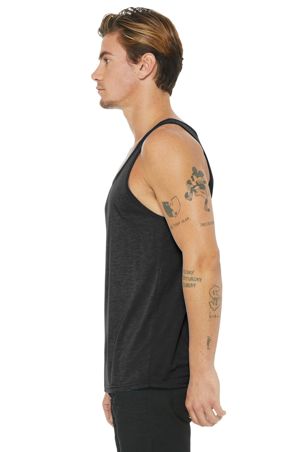 BELLA+CANVAS Unisex Jersey Tank. BC3480 - Charcoal-Black Triblend - side