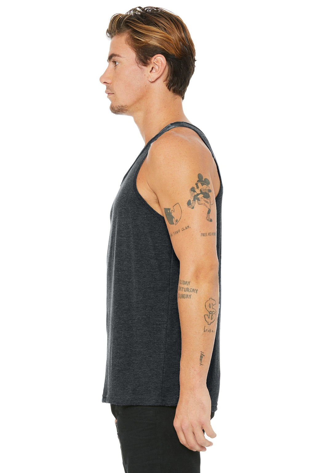 BELLA+CANVAS Unisex Jersey Tank. BC3480 - Dark Grey Heather - side