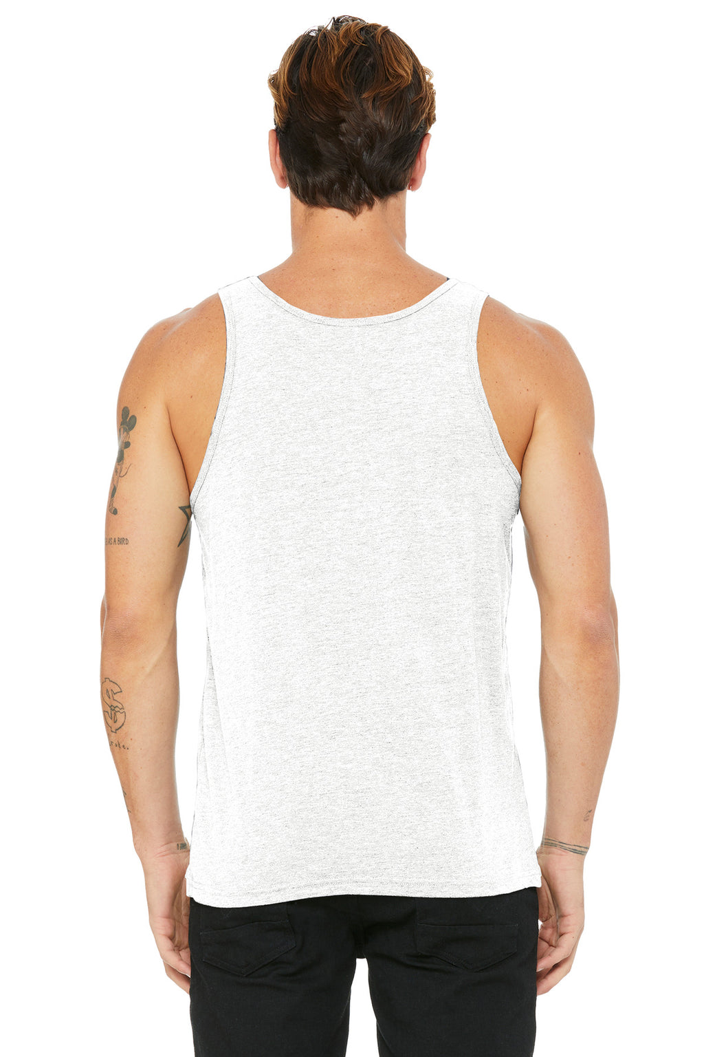BELLA+CANVAS Unisex Jersey Tank. BC3480 - White Fleck Triblend - back