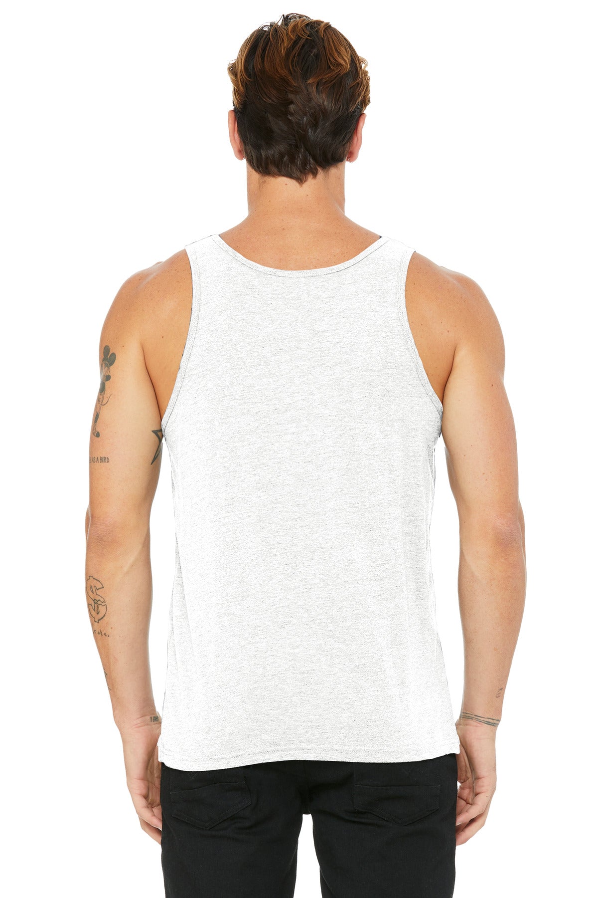 BELLA+CANVAS Unisex Jersey Tank. BC3480 - White Fleck Triblend - back