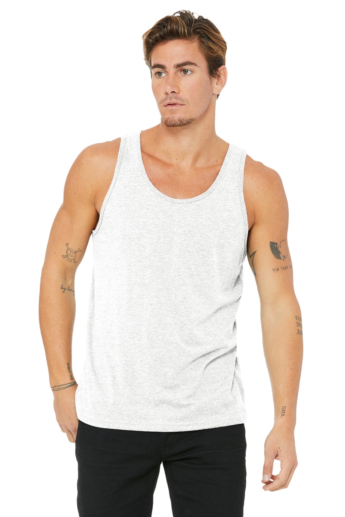 BELLA+CANVAS Unisex Jersey Tank. BC3480 - White Fleck Triblend - front