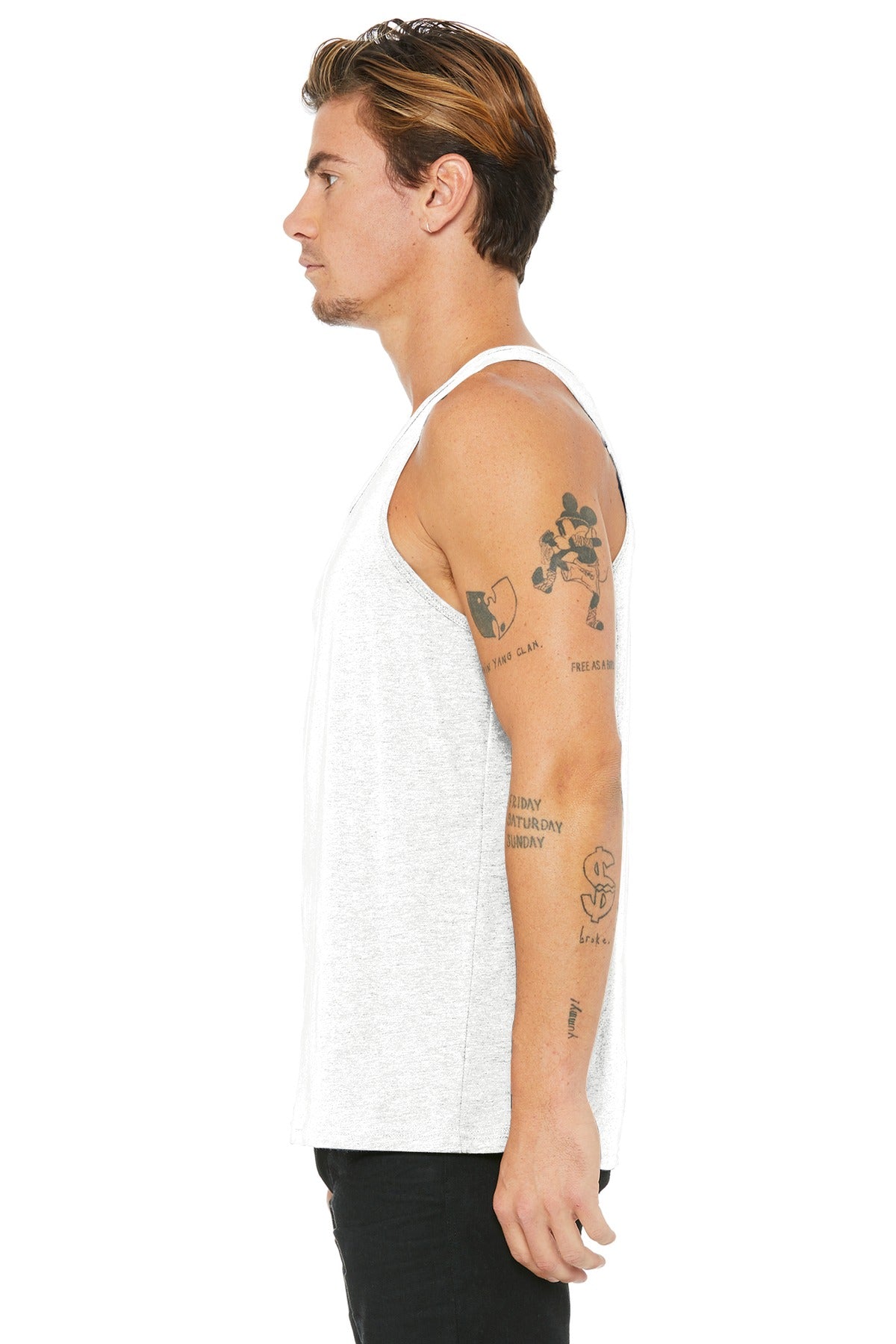 BELLA+CANVAS Unisex Jersey Tank. BC3480 - White Fleck Triblend - side