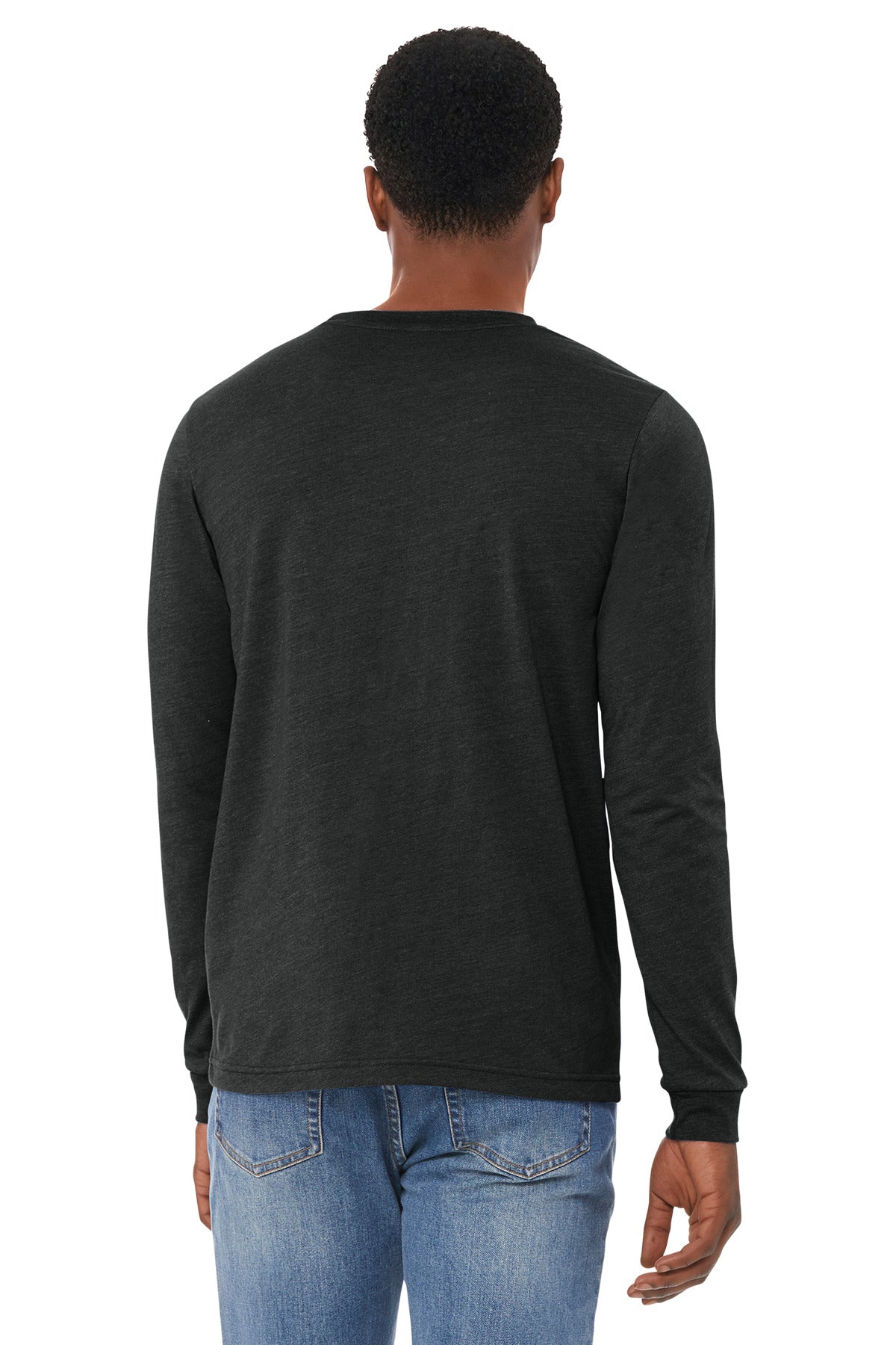 BELLA+CANVAS Unisex Heather CVC Long Sleeve Tee BC3501CVC - Black Heather - back
