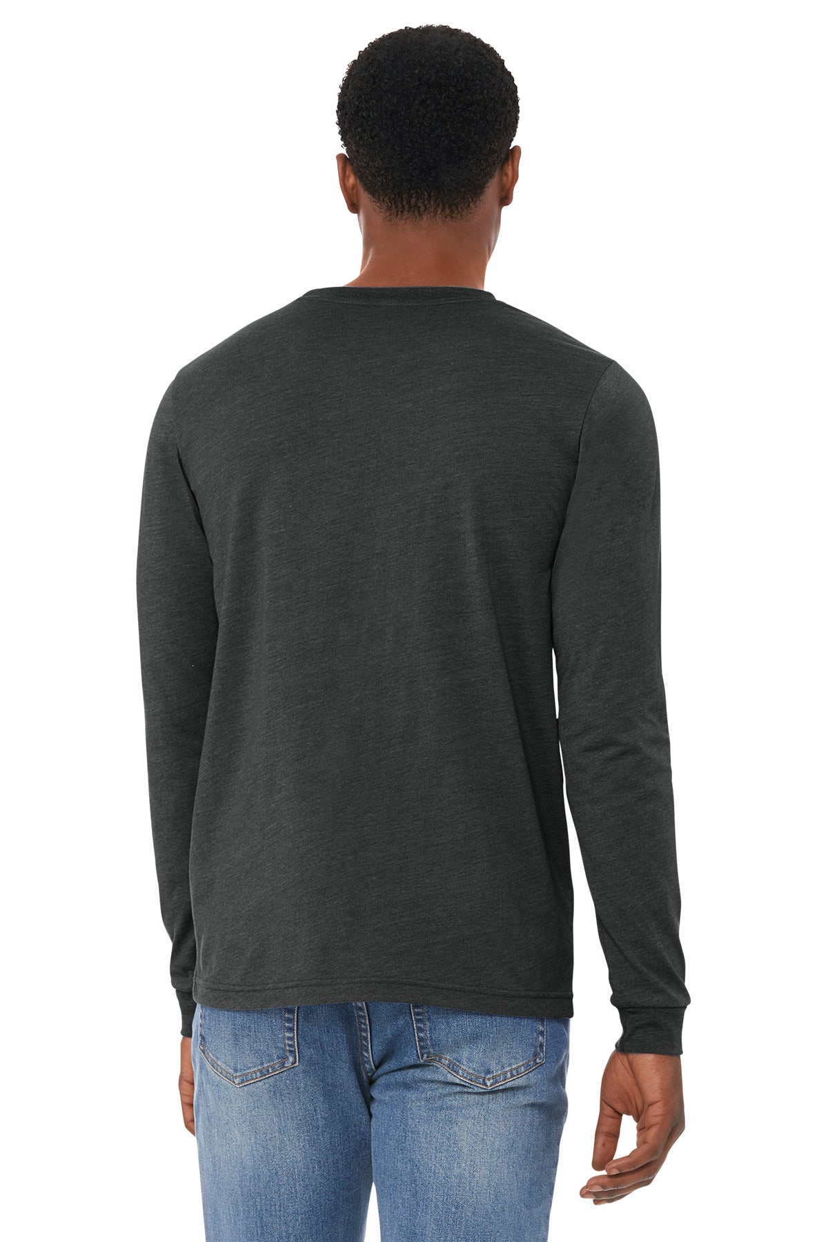 BELLA+CANVAS Unisex Heather CVC Long Sleeve Tee BC3501CVC - Dark Grey Heather - back