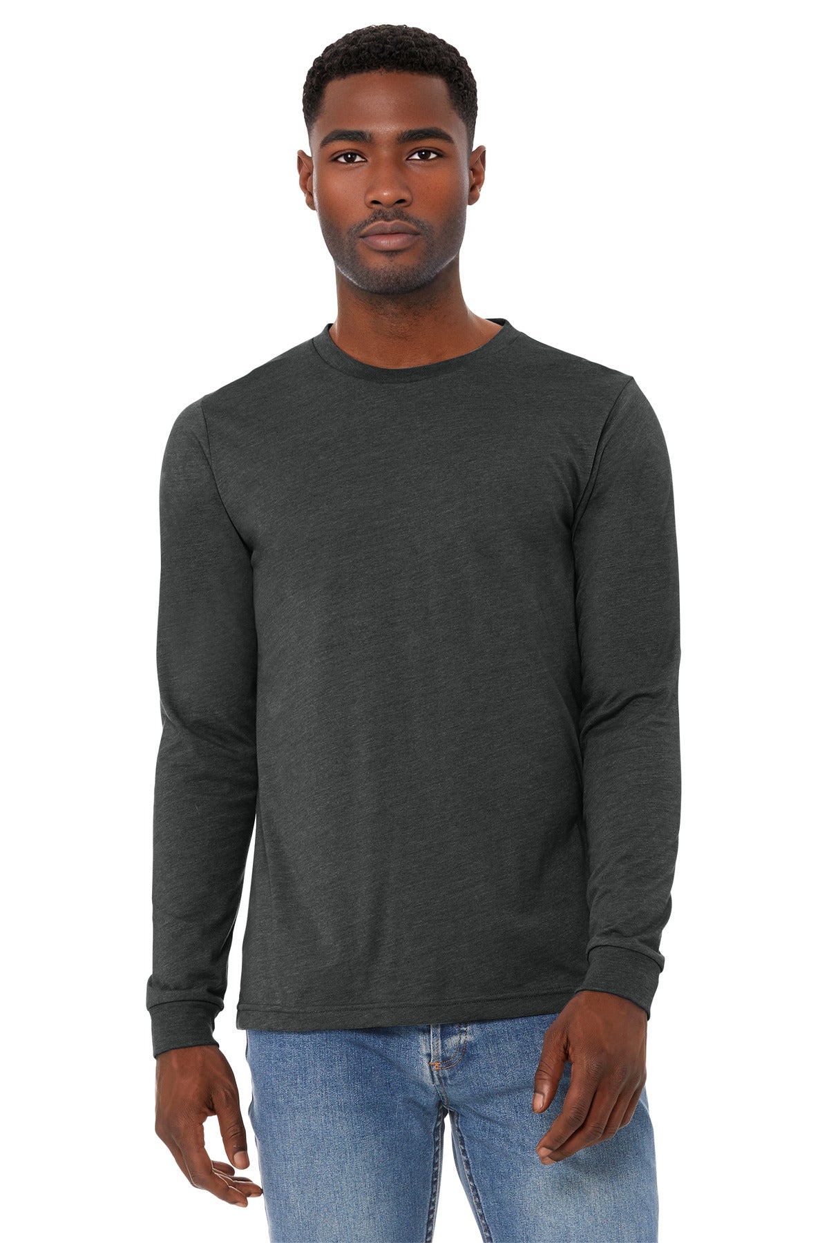 BELLA+CANVAS Unisex Heather CVC Long Sleeve Tee BC3501CVC - Dark Grey Heather - front