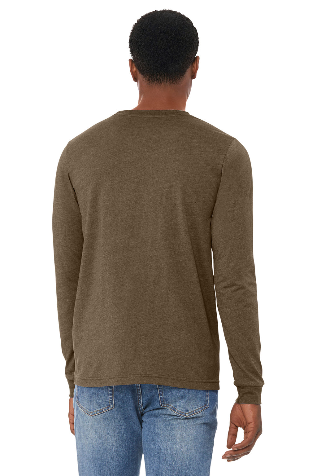 BELLA+CANVAS Unisex Heather CVC Long Sleeve Tee BC3501CVC - Heather Brown - back