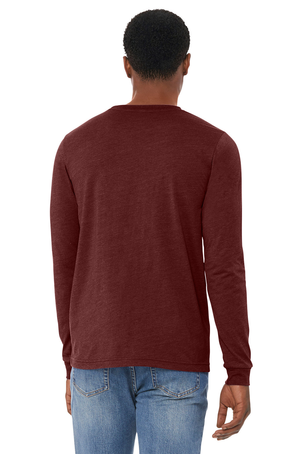 BELLA+CANVAS Unisex Heather CVC Long Sleeve Tee BC3501CVC - Heather Cardinal - back