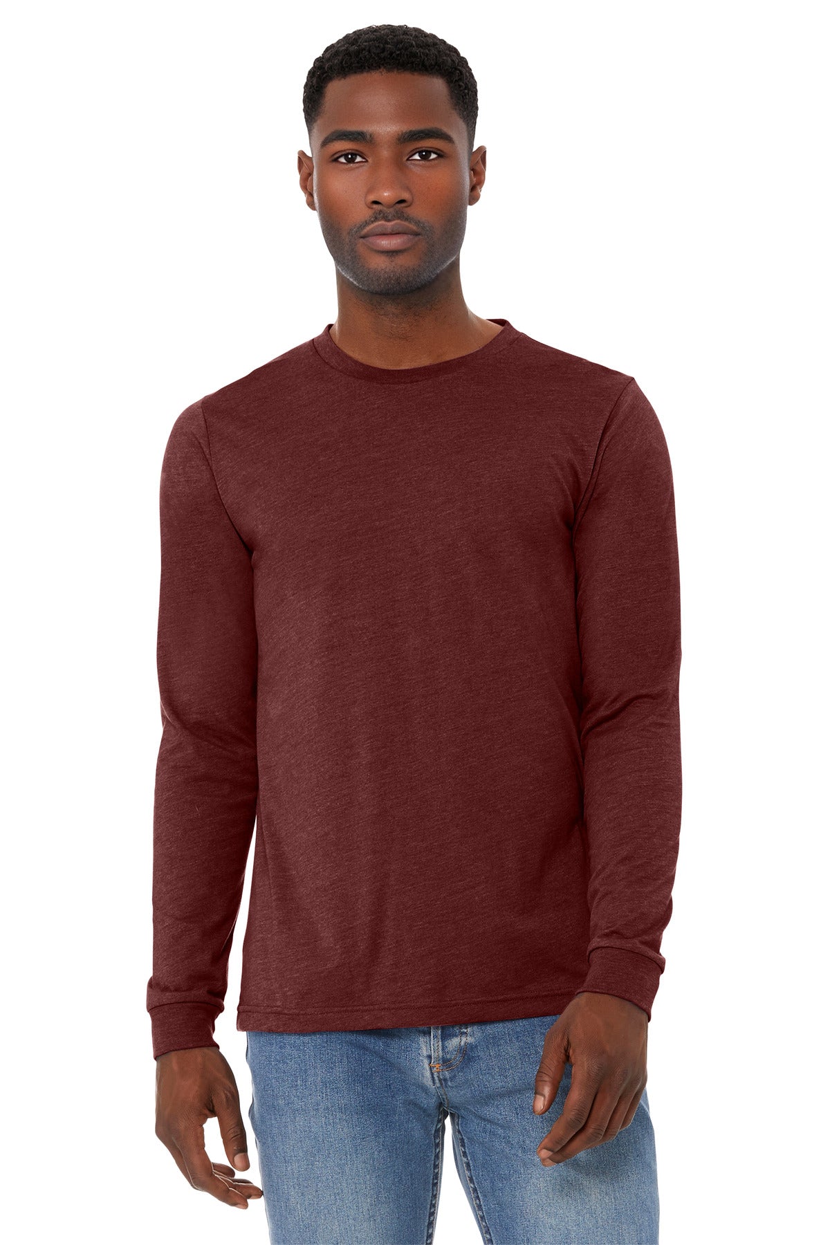 BELLA+CANVAS Unisex Heather CVC Long Sleeve Tee BC3501CVC - Heather Cardinal - front