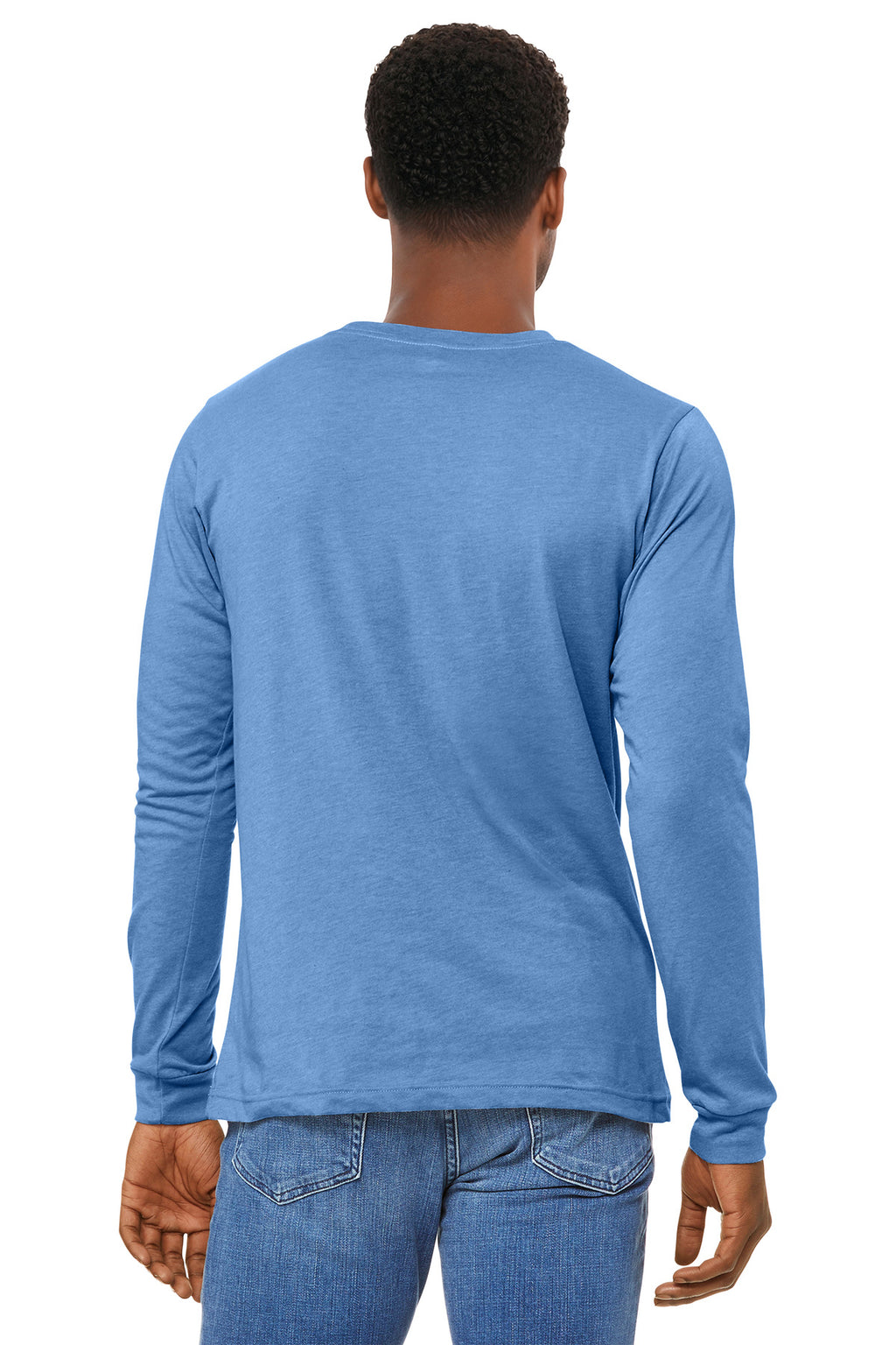 BELLA+CANVAS Unisex Heather CVC Long Sleeve Tee BC3501CVC - Heather Carolina Blue - back