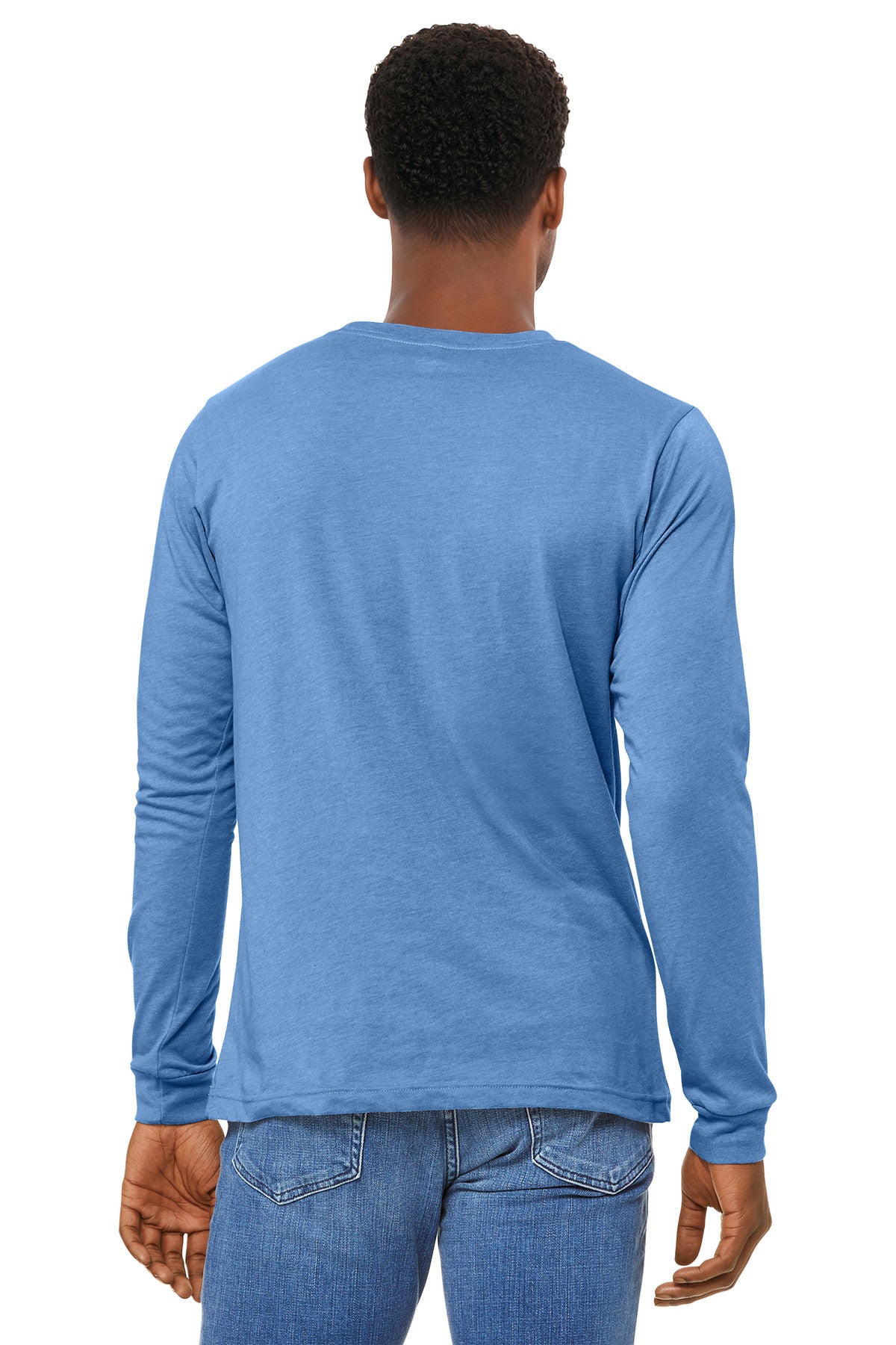 BELLA+CANVAS Unisex Heather CVC Long Sleeve Tee BC3501CVC - Heather Carolina Blue - back