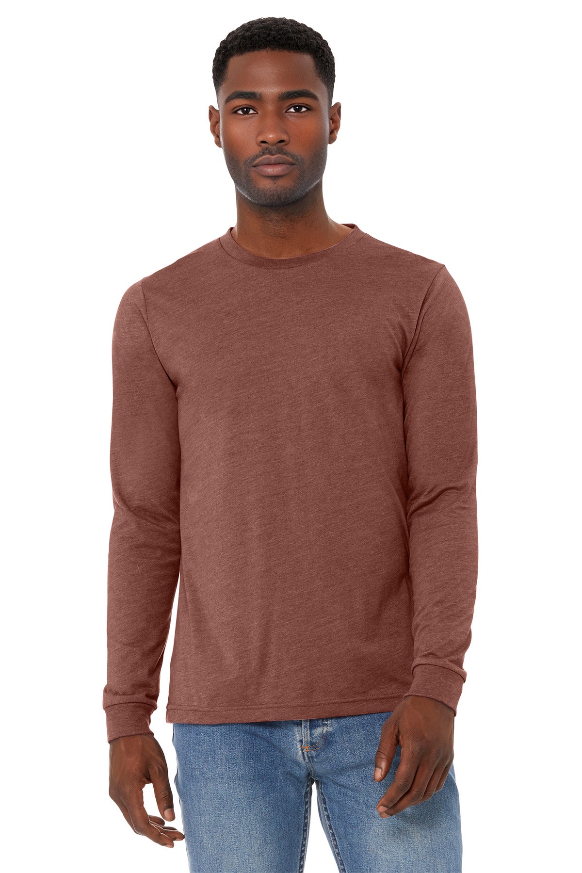 BELLA+CANVAS Unisex Heather CVC Long Sleeve Tee BC3501CVC - Heather Clay - front