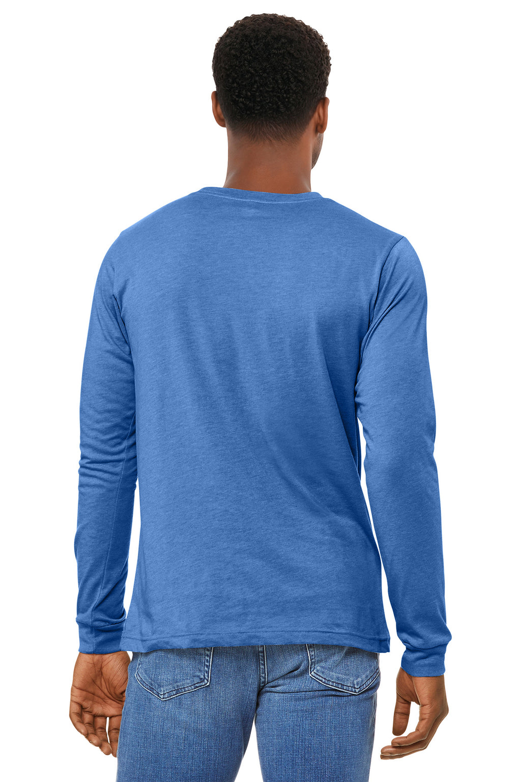 BELLA+CANVAS Unisex Heather CVC Long Sleeve Tee BC3501CVC - Heather Columbia Blue - back