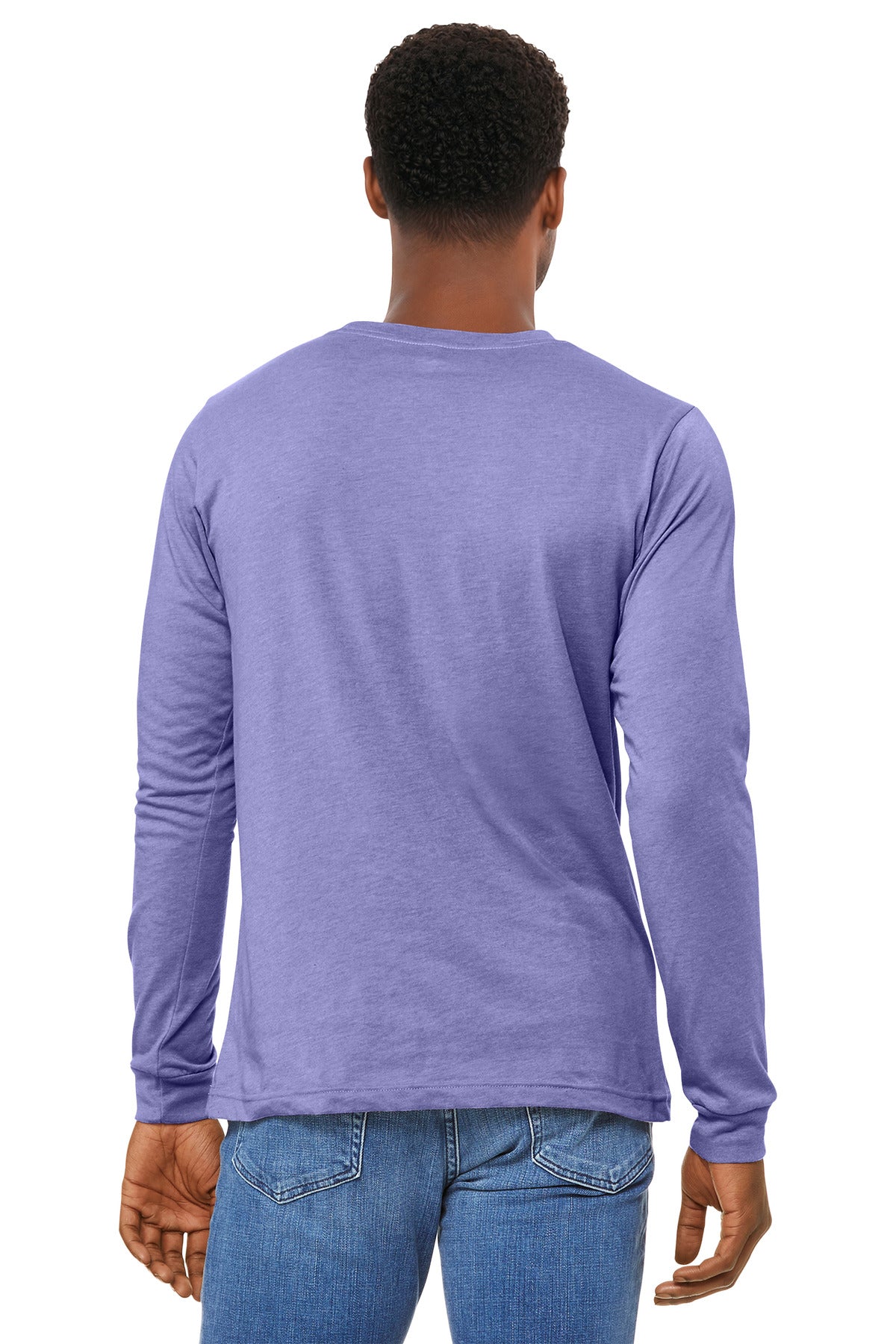 BELLA+CANVAS Unisex Heather CVC Long Sleeve Tee BC3501CVC - Heather Dark Lavender - back