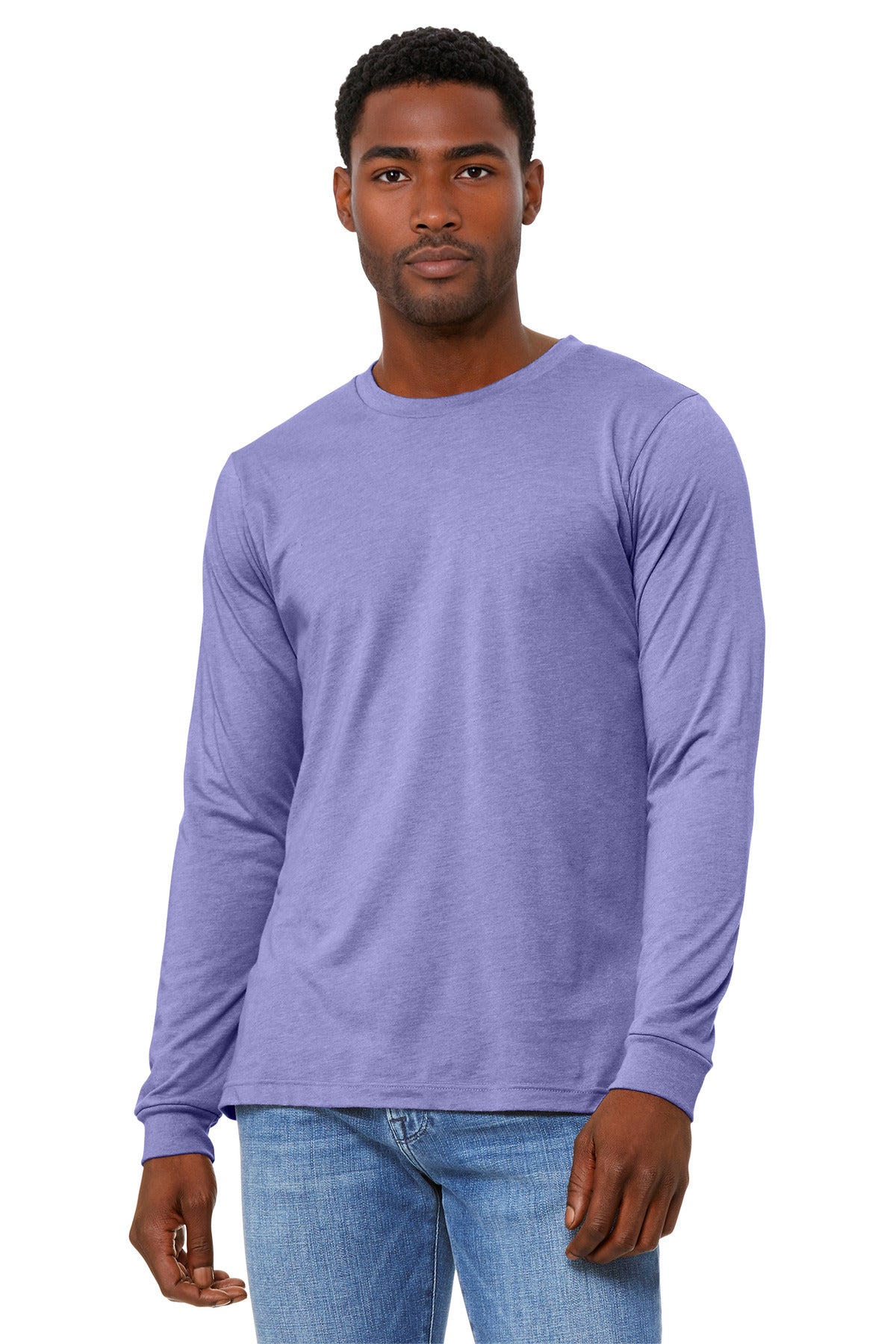 BELLA+CANVAS Unisex Heather CVC Long Sleeve Tee BC3501CVC - Heather Dark Lavender - front