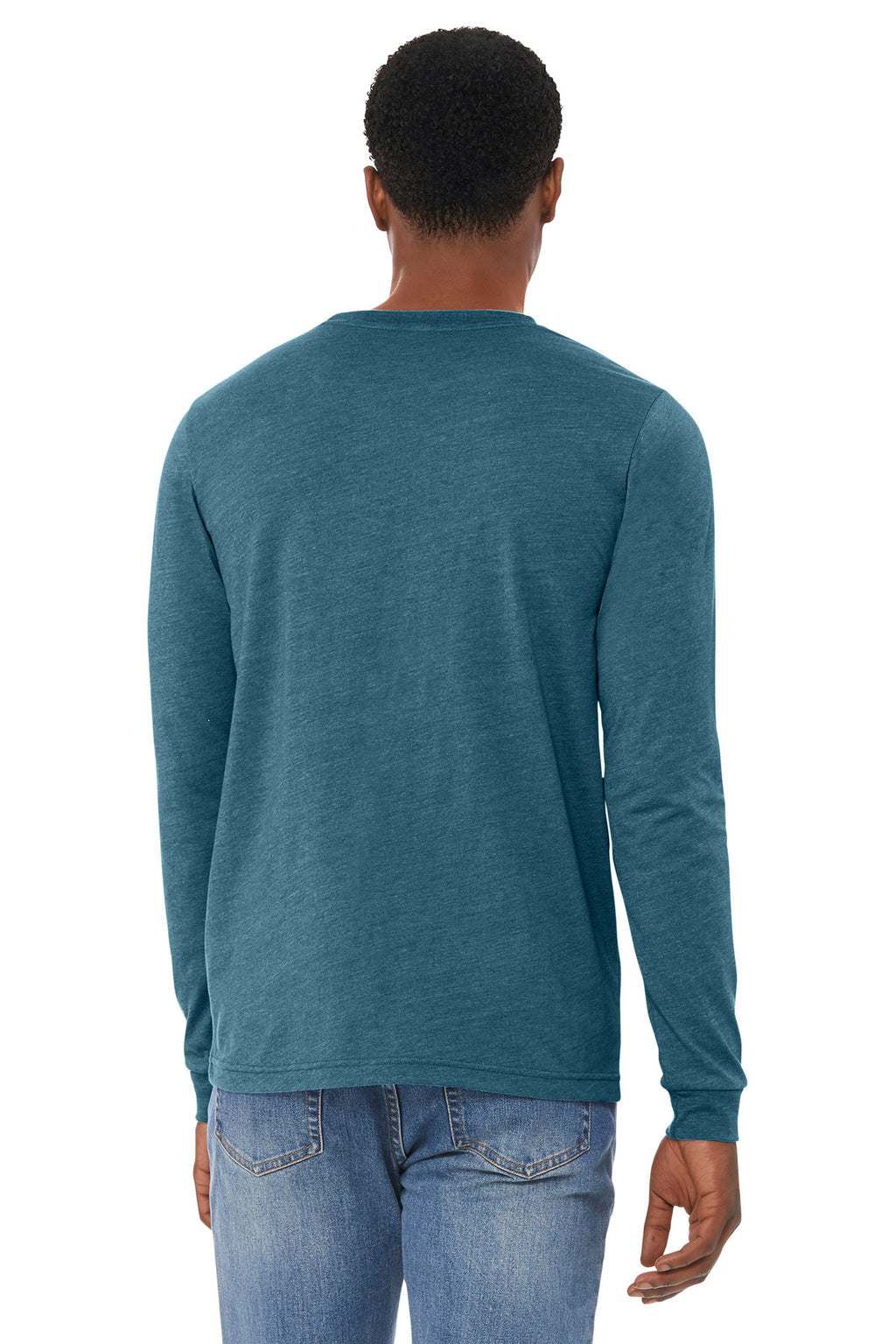 BELLA+CANVAS Unisex Heather CVC Long Sleeve Tee BC3501CVC - Heather Deep Teal - back