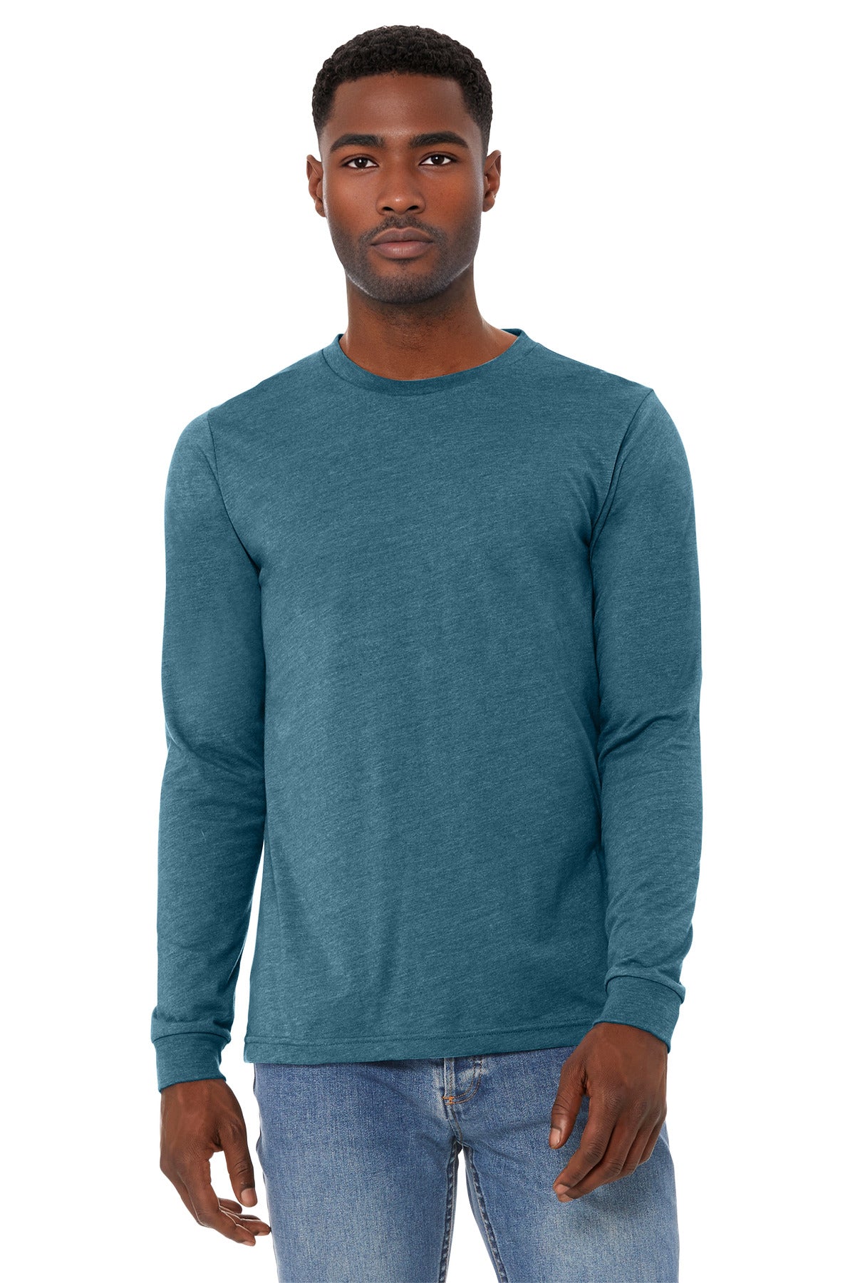 BELLA+CANVAS Unisex Heather CVC Long Sleeve Tee BC3501CVC - Heather Deep Teal - front