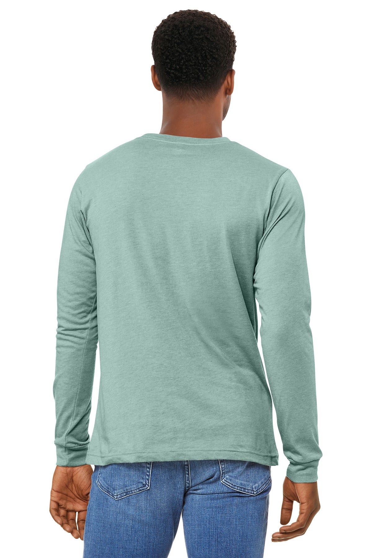 BELLA+CANVAS Unisex Heather CVC Long Sleeve Tee BC3501CVC - Heather Dusty Blue - back