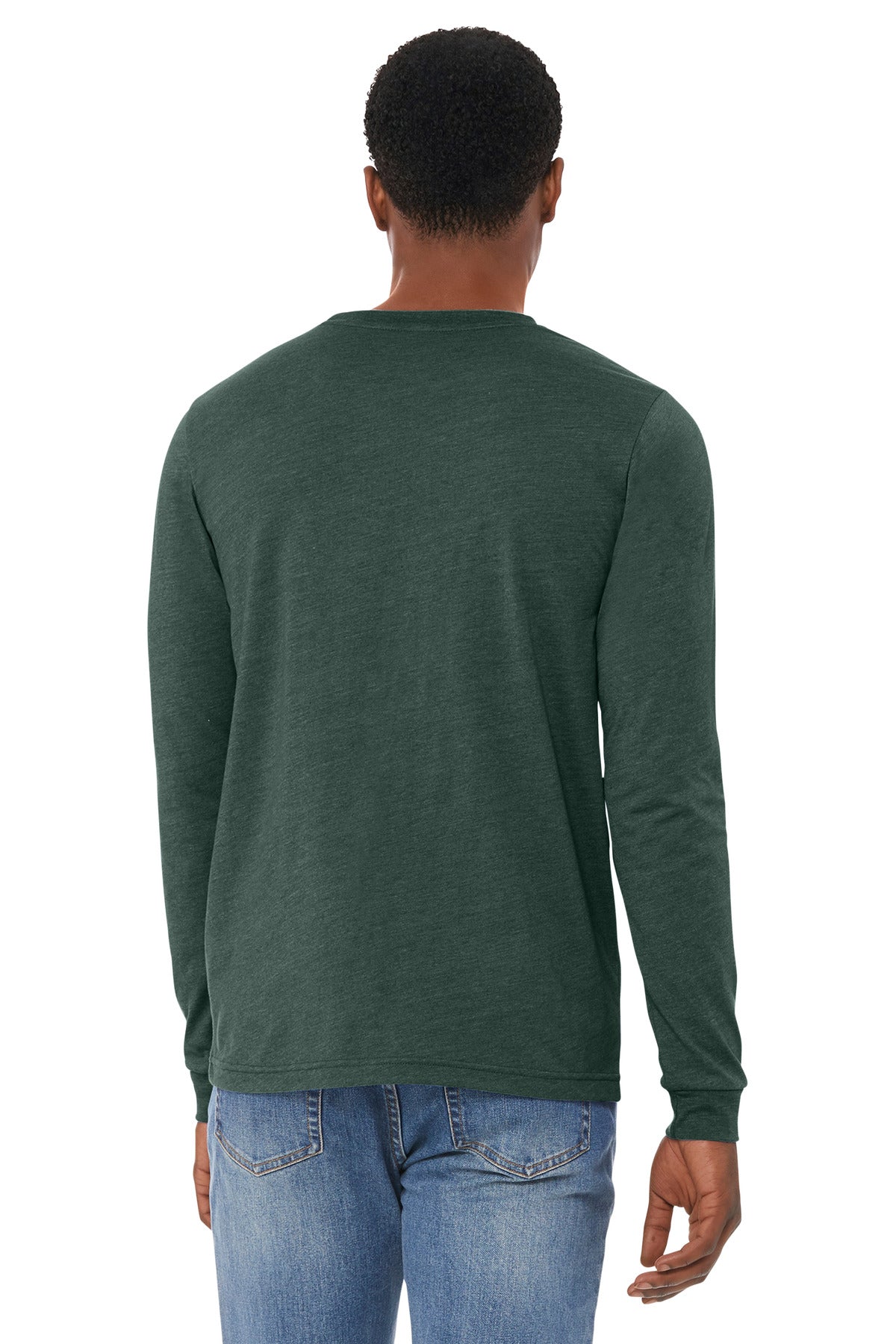 BELLA+CANVAS Unisex Heather CVC Long Sleeve Tee BC3501CVC - Heather Forest - back