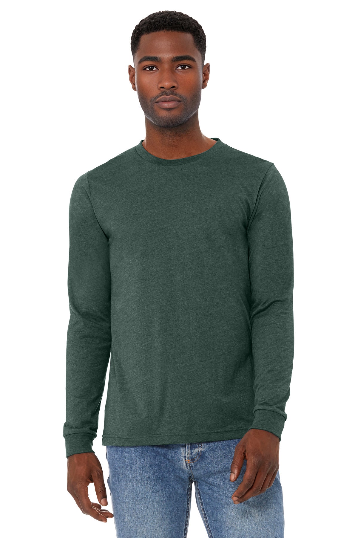 BELLA+CANVAS Unisex Heather CVC Long Sleeve Tee BC3501CVC - Heather Forest - front