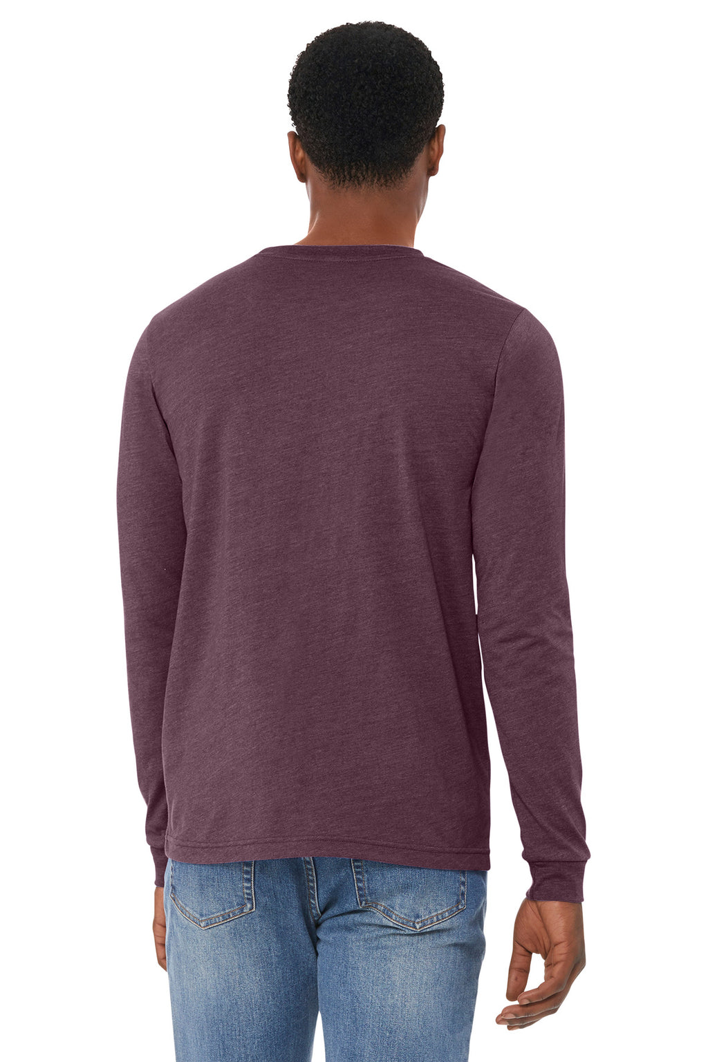 BELLA+CANVAS Unisex Heather CVC Long Sleeve Tee BC3501CVC - Heather Maroon - back