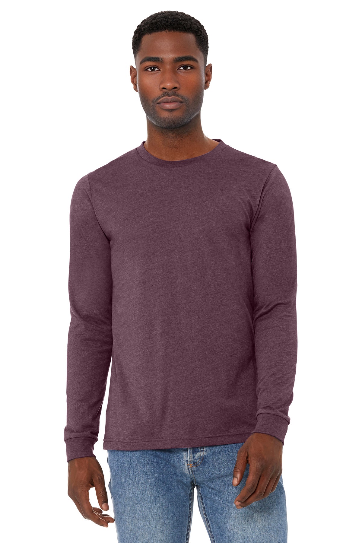 BELLA+CANVAS Unisex Heather CVC Long Sleeve Tee BC3501CVC - Heather Maroon - front
