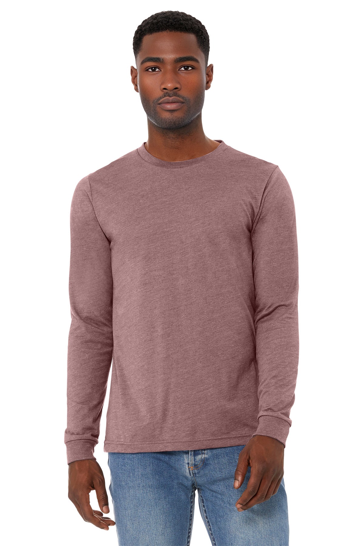 BELLA+CANVAS Unisex Heather CVC Long Sleeve Tee BC3501CVC - Heather Mauve - front