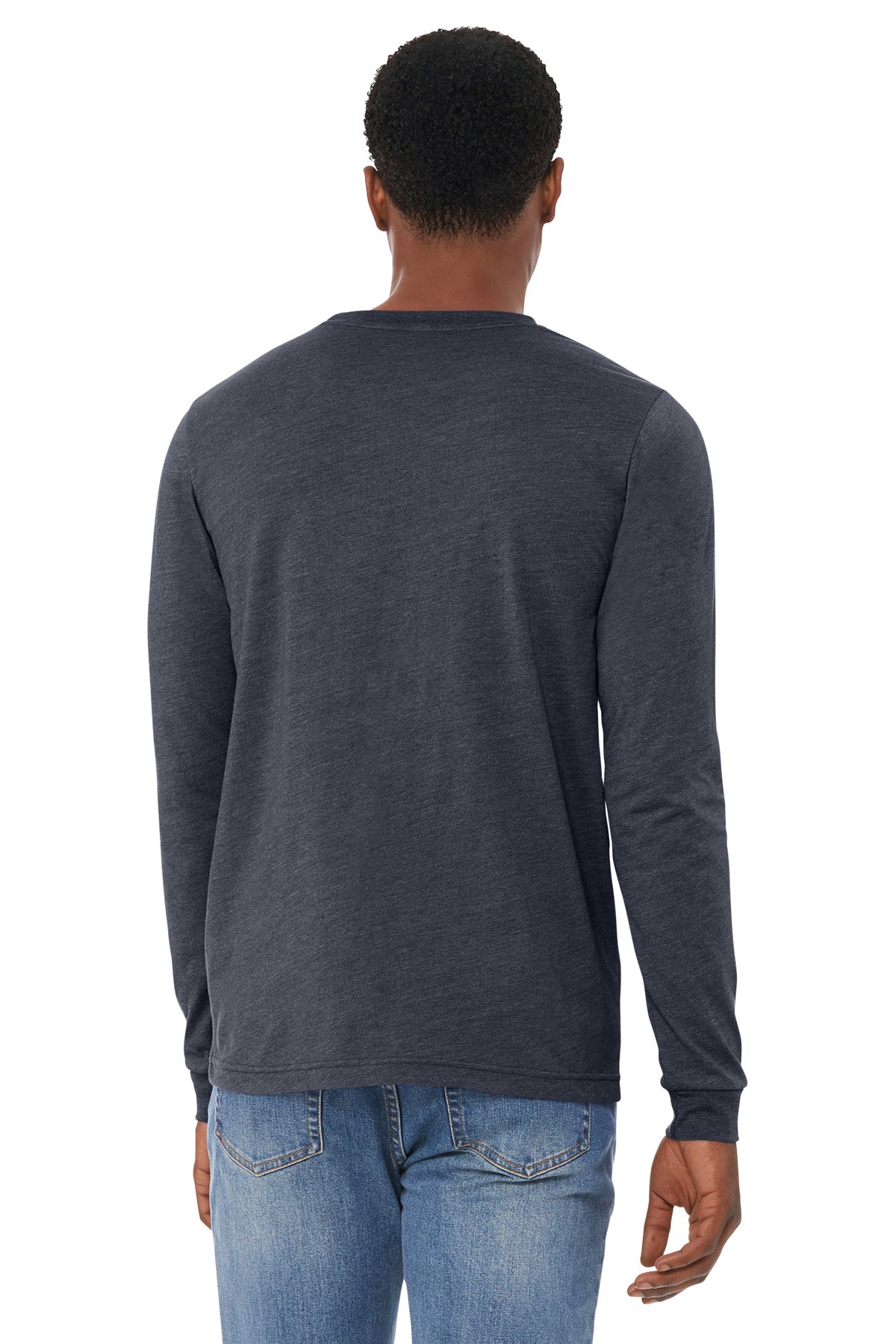 BELLA+CANVAS Unisex Heather CVC Long Sleeve Tee BC3501CVC - Heather Midnight Navy - back