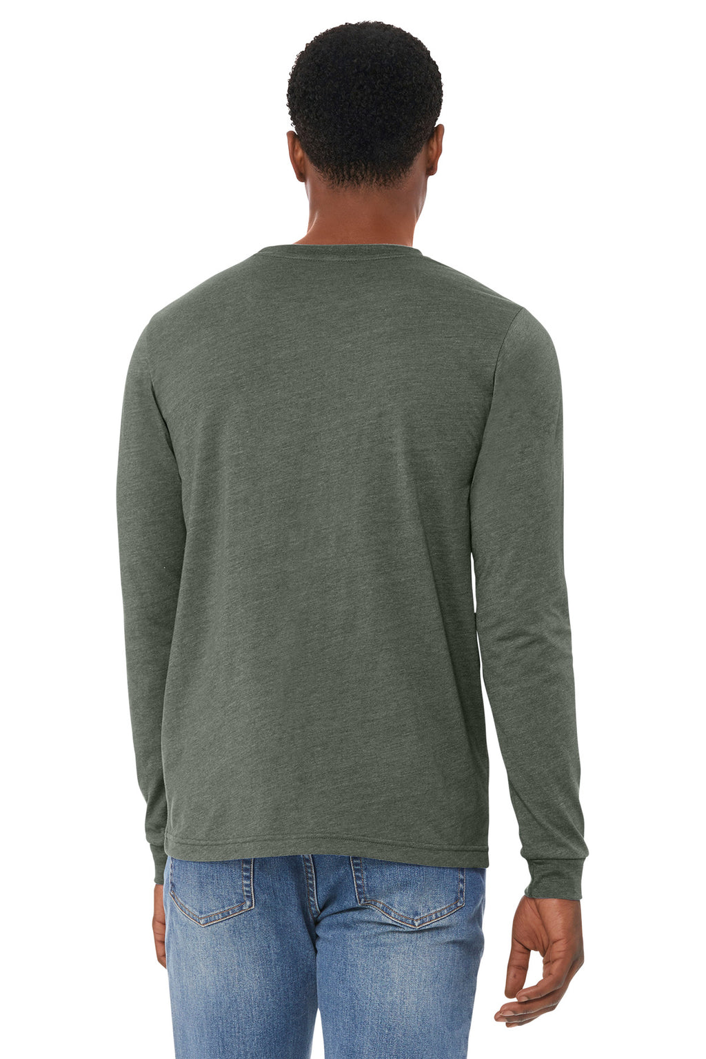 BELLA+CANVAS Unisex Heather CVC Long Sleeve Tee BC3501CVC - Heather Military Green - back