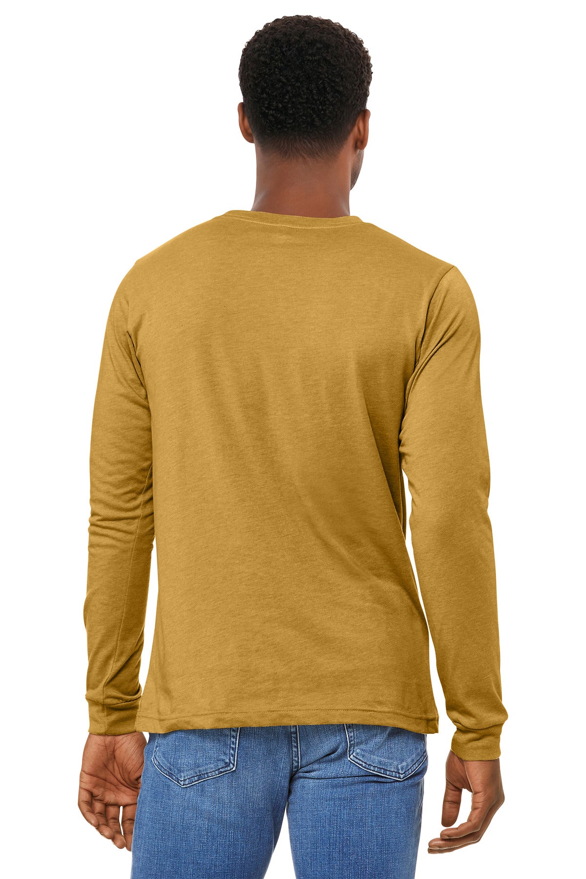 BELLA+CANVAS Unisex Heather CVC Long Sleeve Tee BC3501CVC - Heather Mustard - back