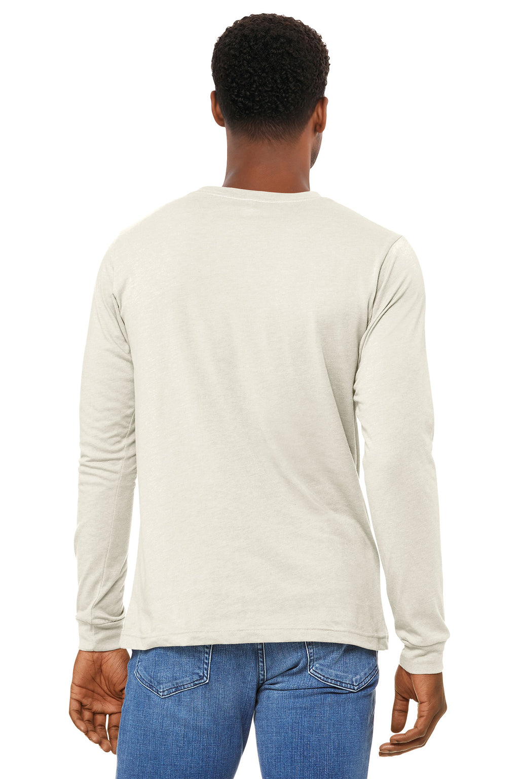 BELLA+CANVAS Unisex Heather CVC Long Sleeve Tee BC3501CVC - Heather Natural - back