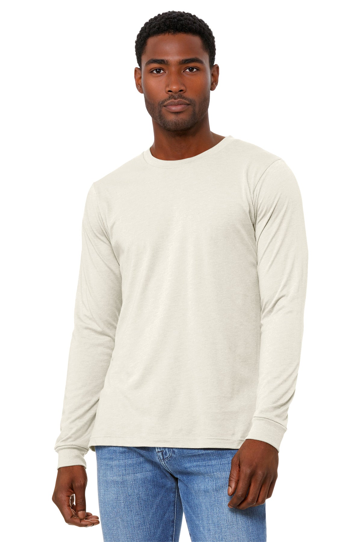 BELLA+CANVAS Unisex Heather CVC Long Sleeve Tee BC3501CVC - Heather Natural - front