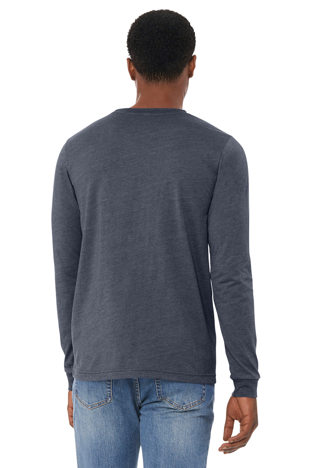 BELLA+CANVAS Unisex Heather CVC Long Sleeve Tee BC3501CVC - Heather Navy - back