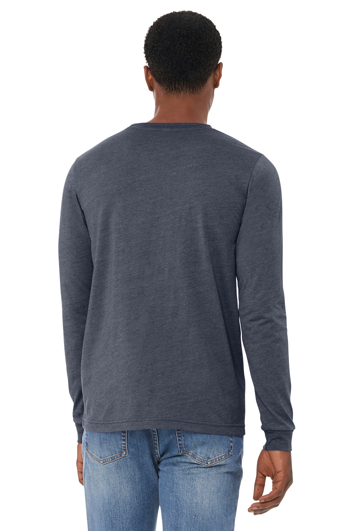 BELLA+CANVAS Unisex Heather CVC Long Sleeve Tee BC3501CVC - Heather Navy - back