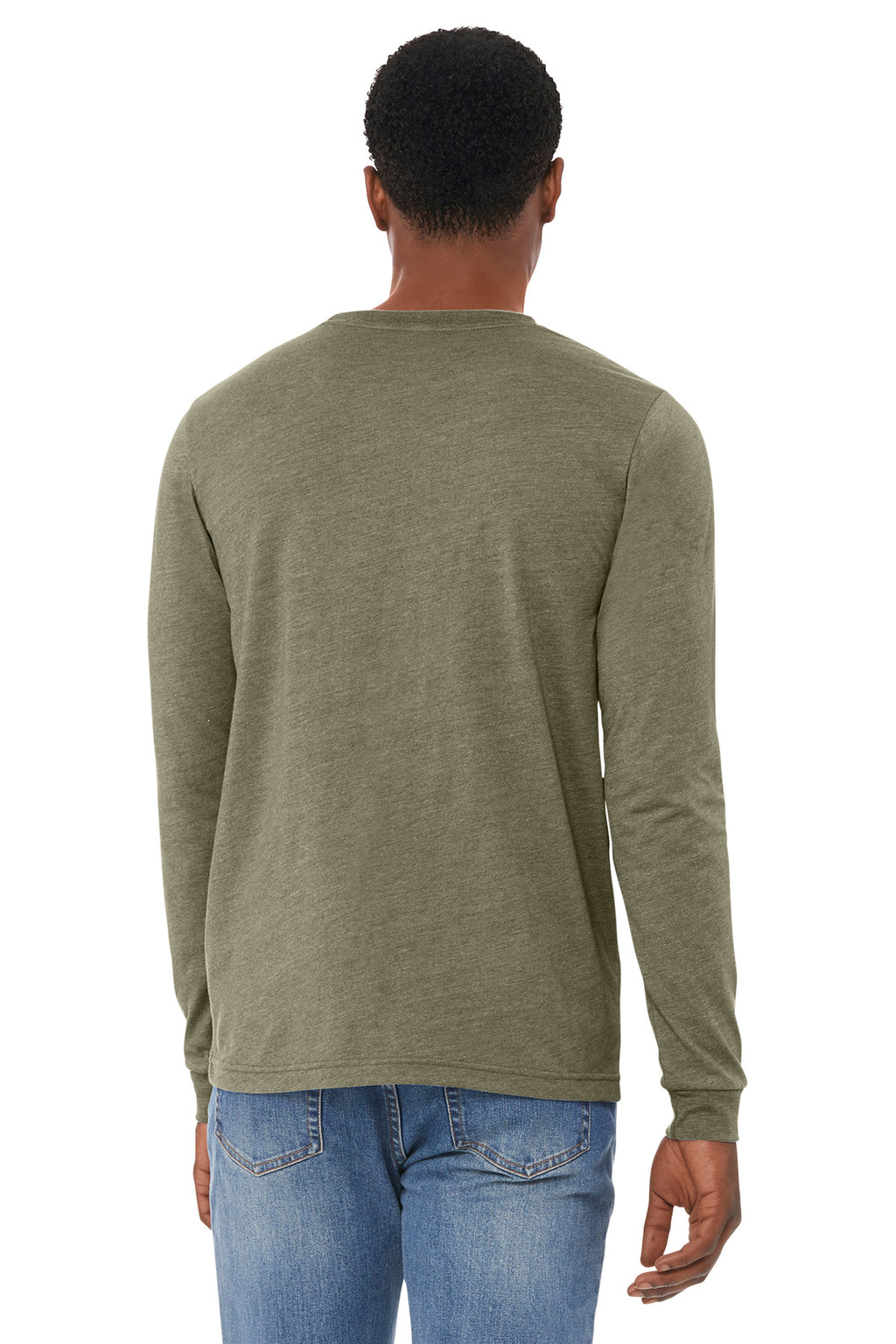 BELLA+CANVAS Unisex Heather CVC Long Sleeve Tee BC3501CVC - Heather Olive - back