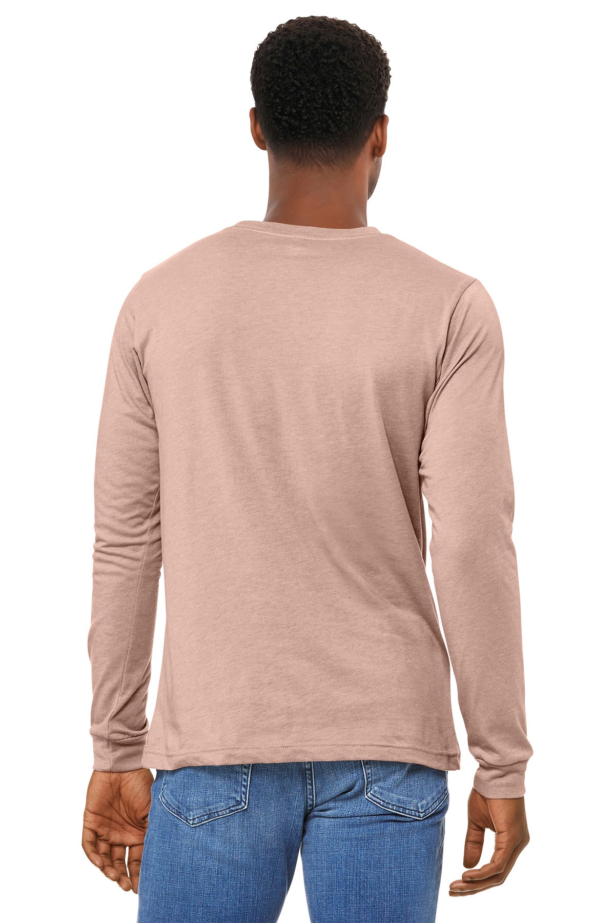 BELLA+CANVAS Unisex Heather CVC Long Sleeve Tee BC3501CVC - Heather Peach - back