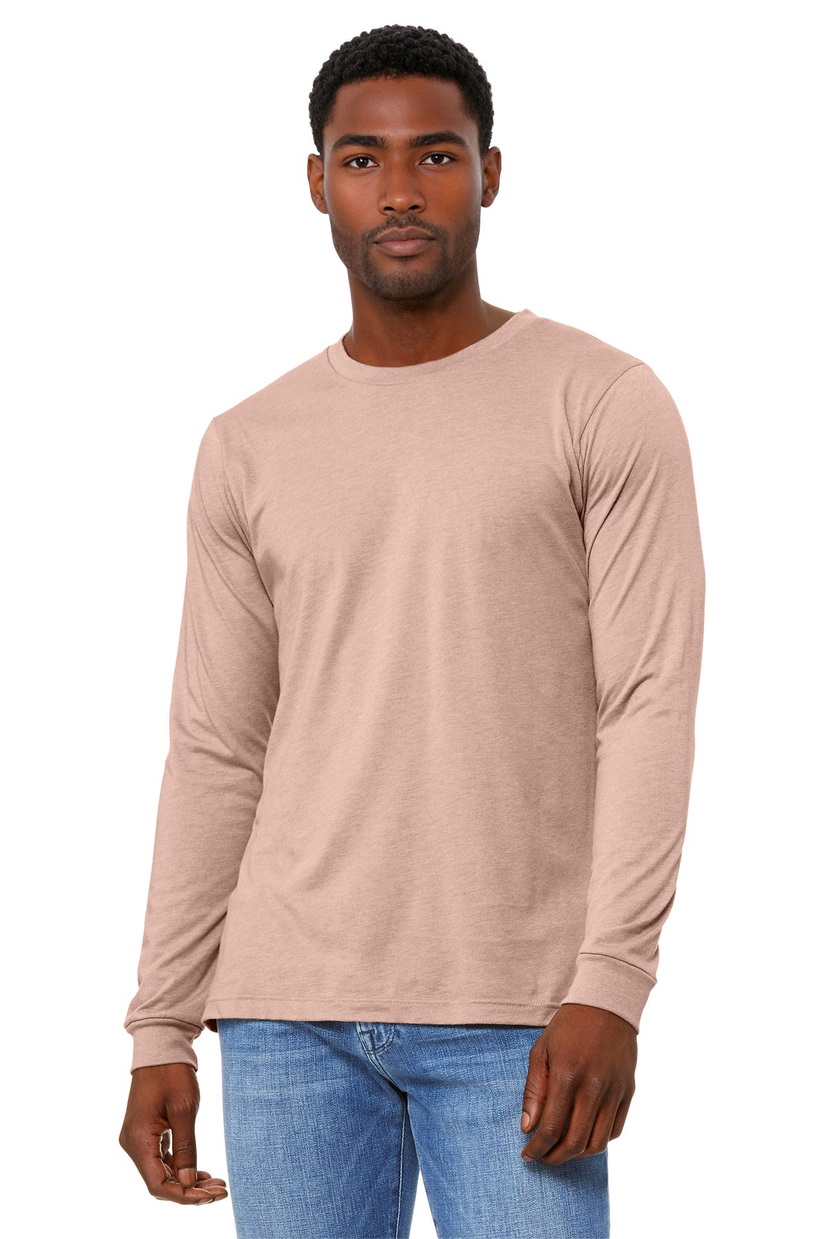 BELLA+CANVAS Unisex Heather CVC Long Sleeve Tee BC3501CVC - Heather Peach - front